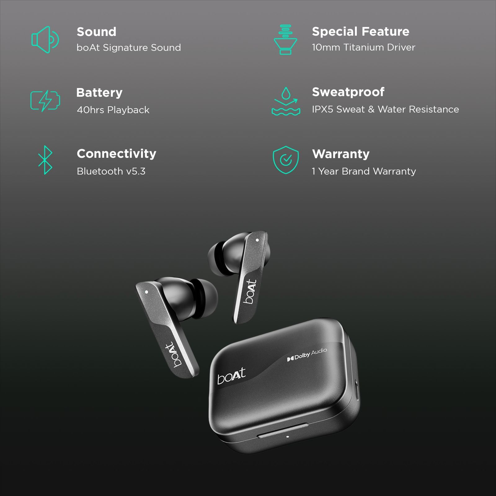 boAt Airdopes 800 TWS Earbuds with Environmental Noise Cancellation (IPX5 Water Resistant, ASAP Charge, Interstellar Black)_2