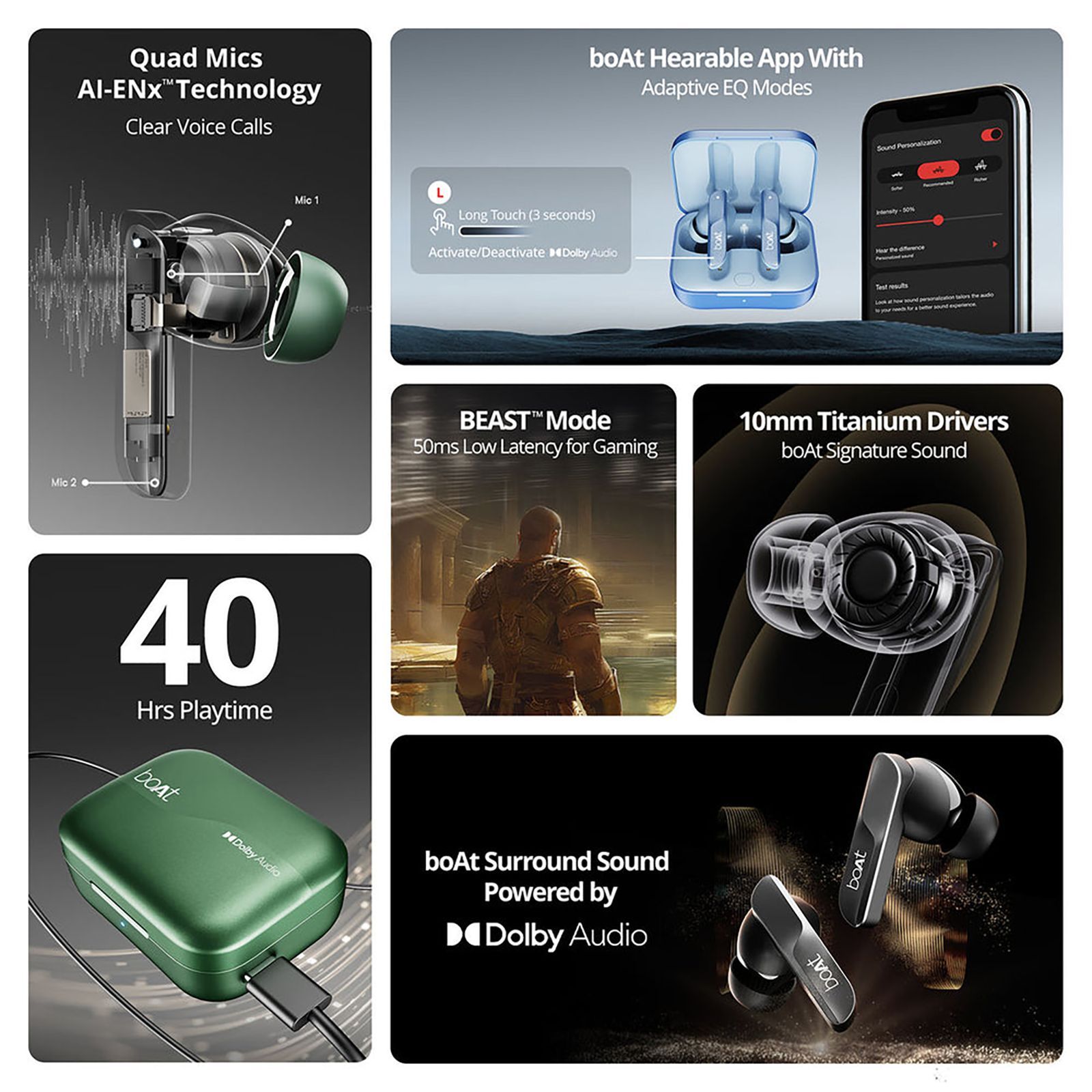 boAt Airdopes 800 TWS Earbuds with Environmental Noise Cancellation (IPX5 Water Resistant, ASAP Charge, Interstellar Blue)_11