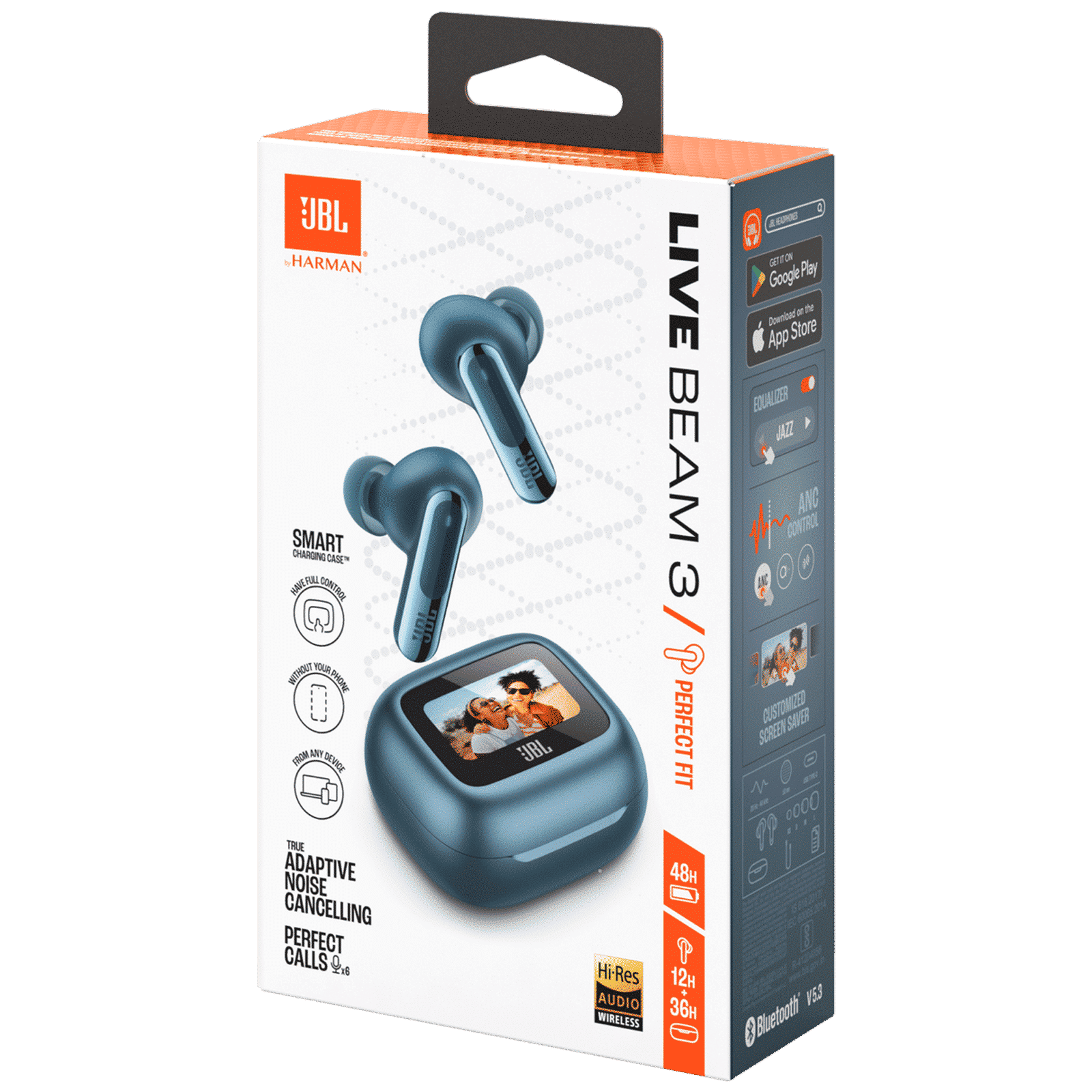 JBL Live Beam 3 TWS Earbuds with Adaptive Noise Cancellation (IP55 Waterproof & Dustproof, Touchscreen Display, Blue)_13