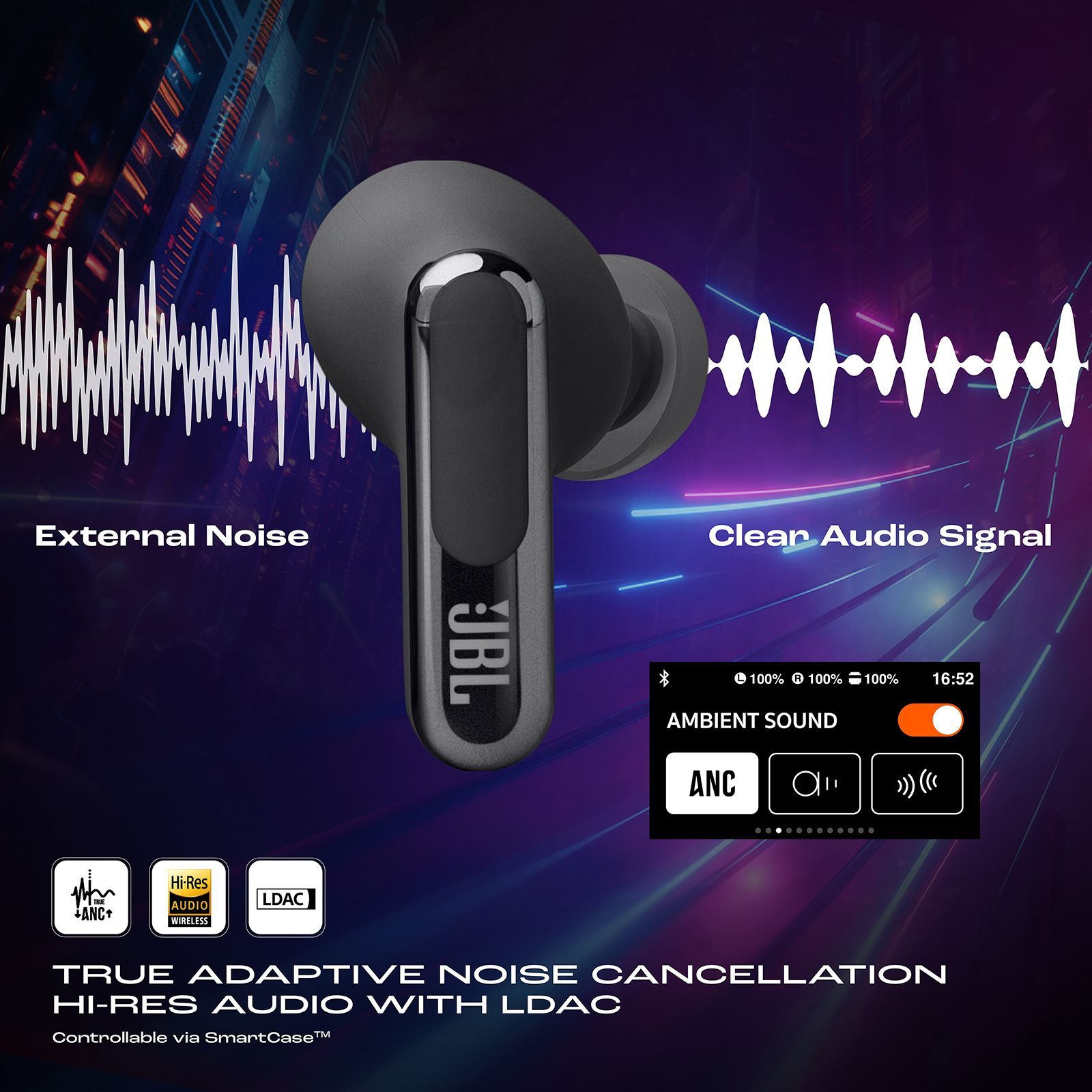 JBL Live Beam 3 TWS Earbuds with Adaptive Noise Cancellation (IP55 Waterproof & Dustproof, Touchscreen Display, Black) JBL Live Beam 3 TWS Earbuds with Adaptive Noise Cancellation (IP55 Waterproof & Dustproof, Touchscreen Display, Black)_11