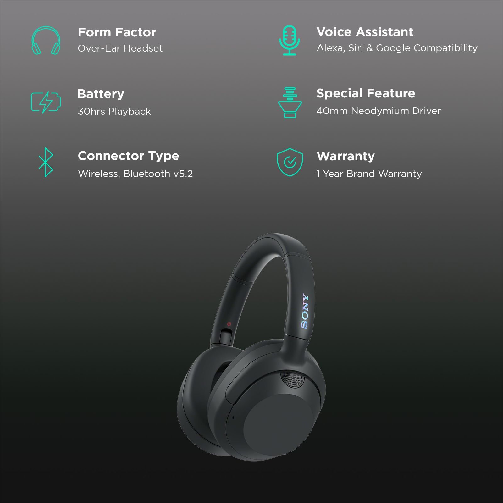 SONY ULT WEAR WH-ULT900N Bluetooth Headset with Mic (Wireless Noise Cancelling, Over Ear, Black)_2