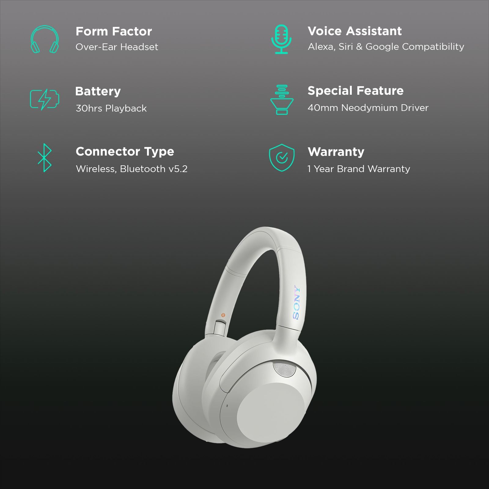 SONY ULT WEAR WH-ULT900N Bluetooth Headset with Mic  (40 mm Neodymium Drivers, Over-Ear, Off White)_2