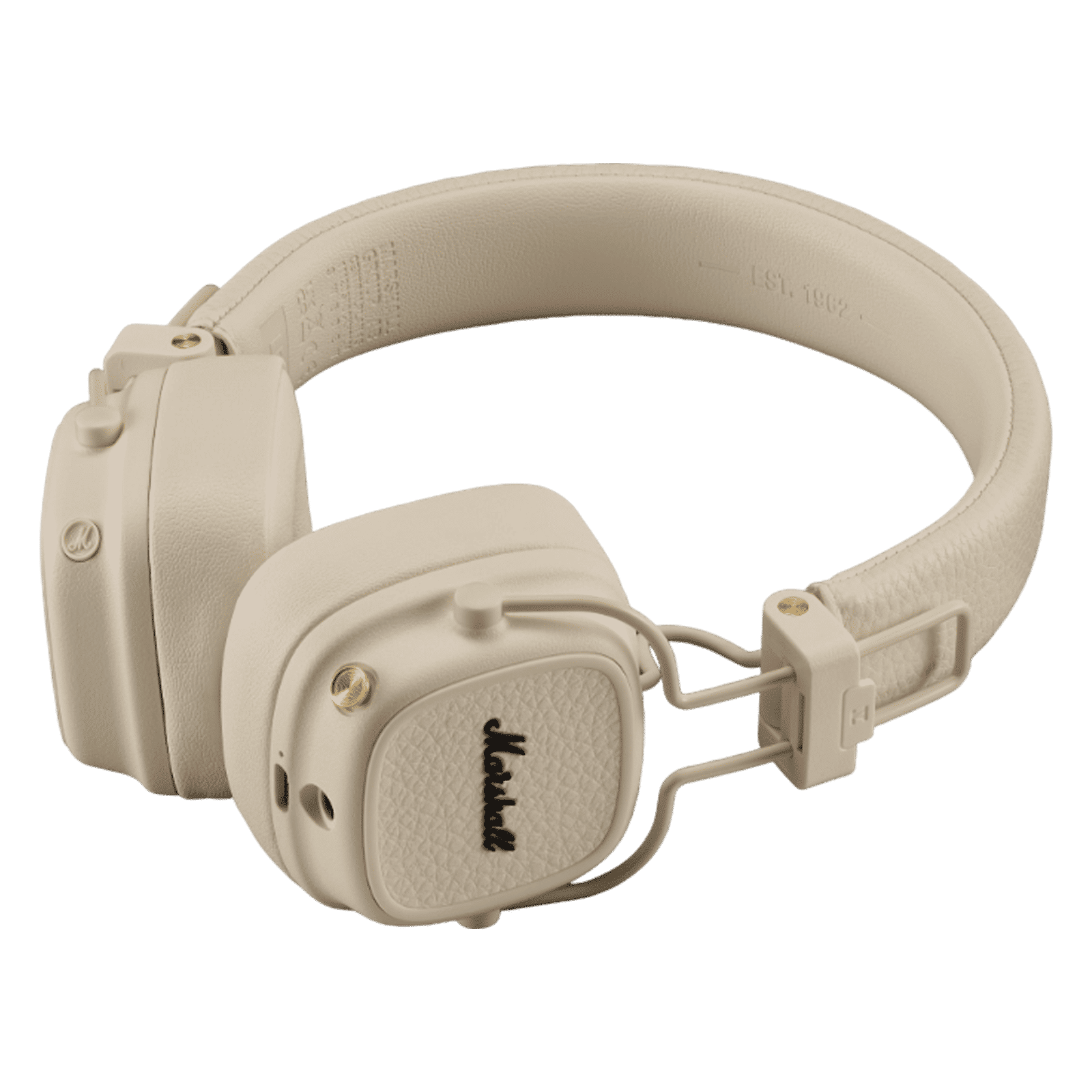 Marshall Major V Bluetooth Headphone with Mic (Upto 100 Hours Playback, On Ear, Cream)_4