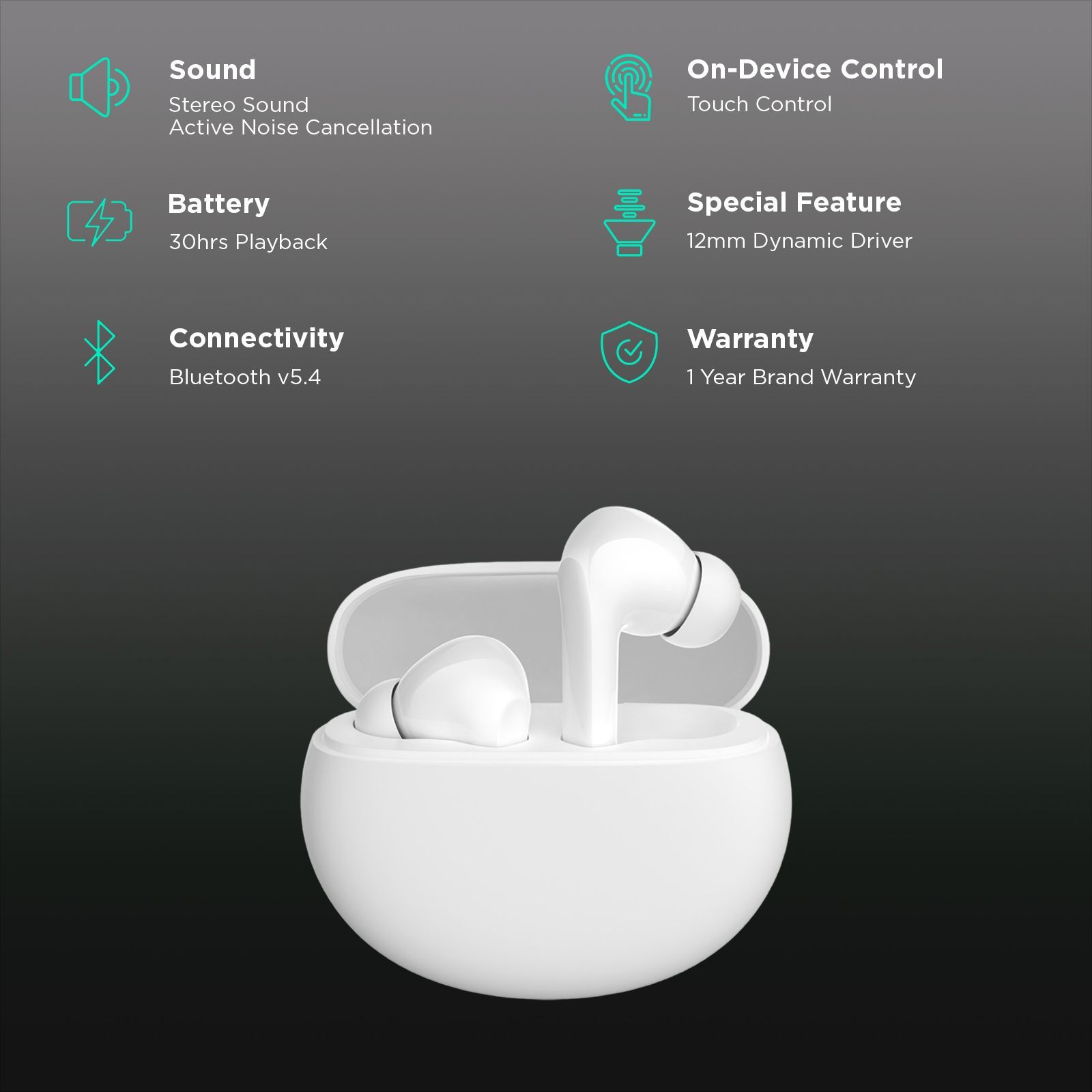 Redmi Buds 5A TWS Earbuds with Active Noise Cancellation (IPX4 Sweat Resistant, 10 Mins Quick Charge, White)_2