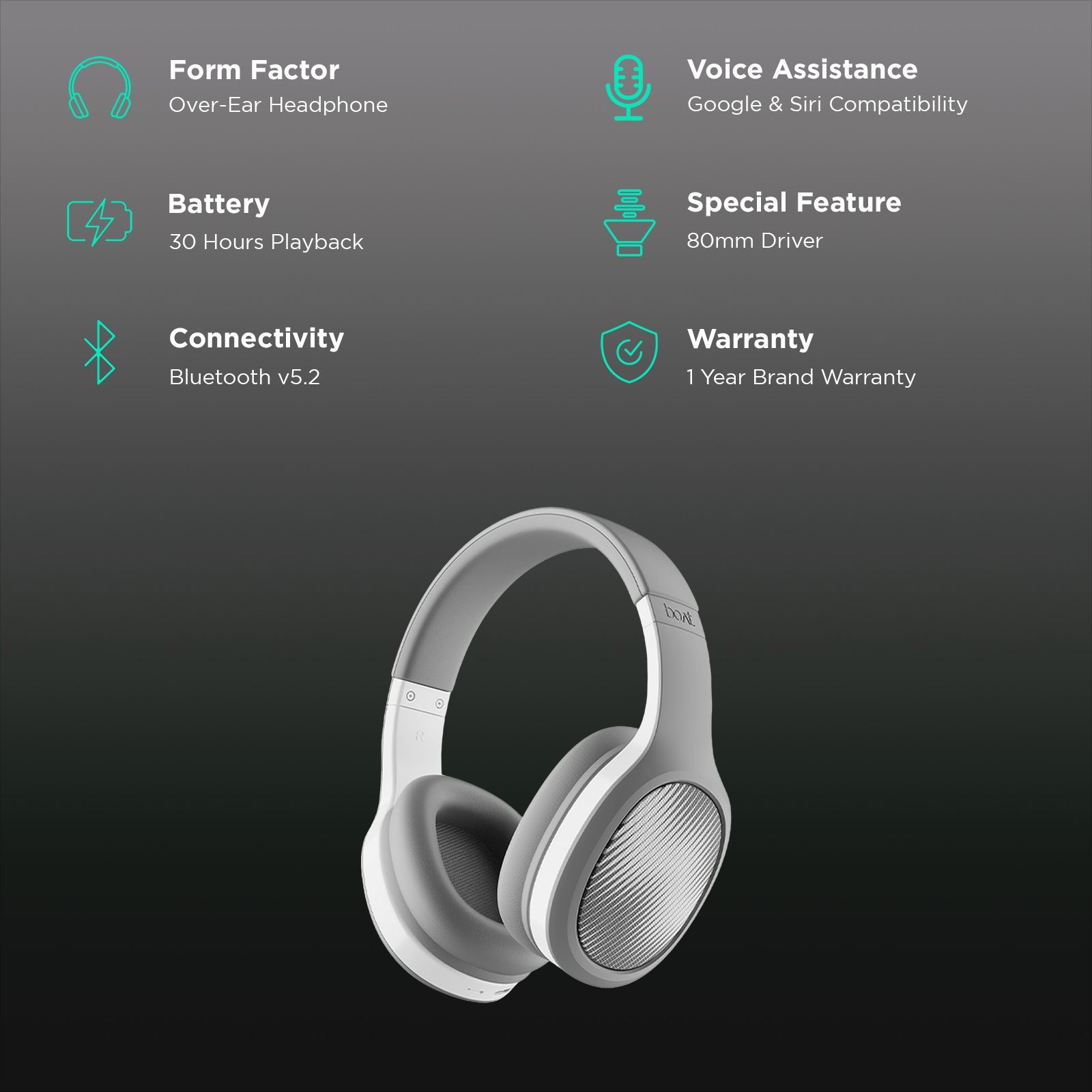 boAt Rockerz 460 Bluetooth Headphone with Mic (Dual Pairing, Over Ear, Crimson White)_2