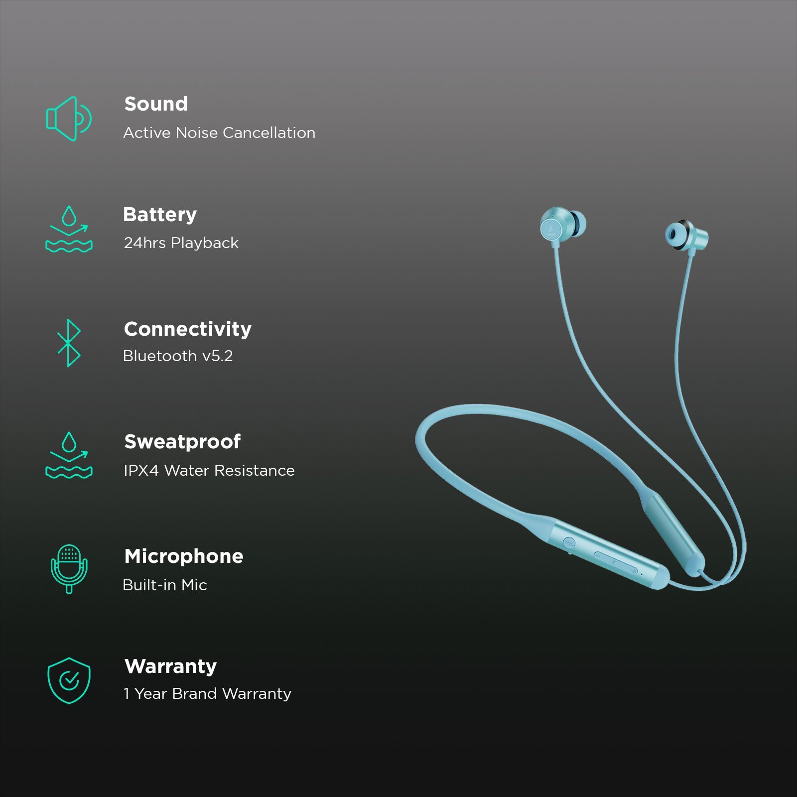 boAt Rockerz 280 ANC Bluetooth Neckband with Active Noise Cancellation (IPX4 Water Resistance, 13mm Drivers, Oceanic Blue)_2
