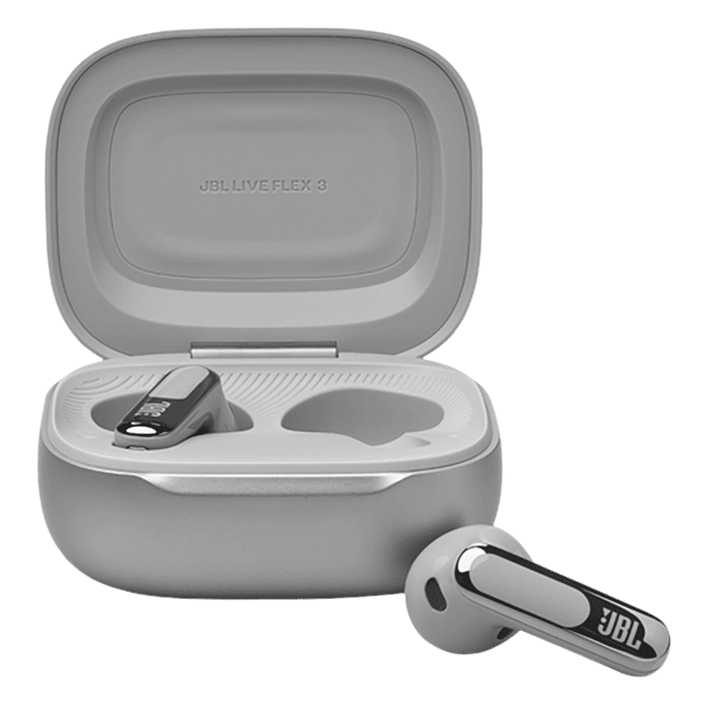 JBL Live Flex 3 TWS Earbuds with Adaptive Noise Cancellation (IP54 Water Resistant, Touchscreen Display, Silver) JBL Live Flex 3 TWS Earbuds with Adaptive Noise Cancellation (IP54 Water Resistant, Touchscreen Display, Silver)_12