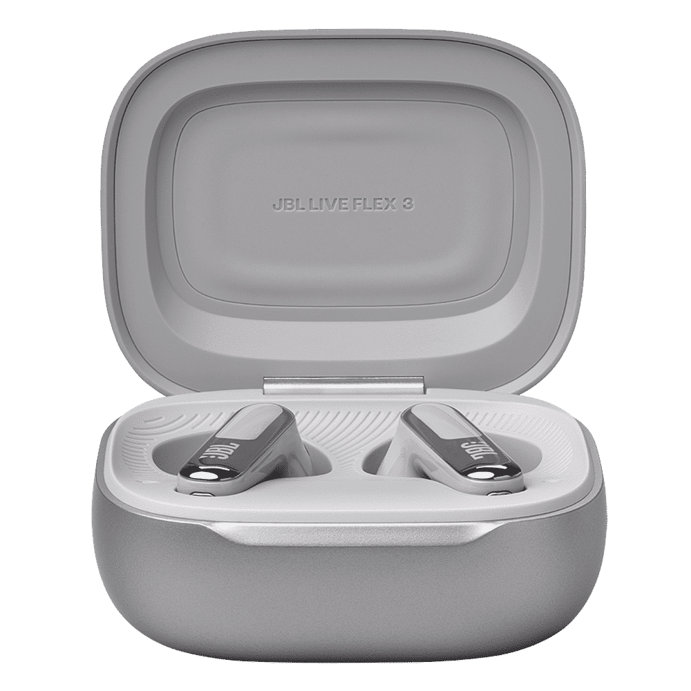 JBL Live Flex 3 TWS Earbuds with Adaptive Noise Cancellation (IP54 Water Resistant, Touchscreen Display, Silver) JBL Live Flex 3 TWS Earbuds with Adaptive Noise Cancellation (IP54 Water Resistant, Touchscreen Display, Silver)_5
