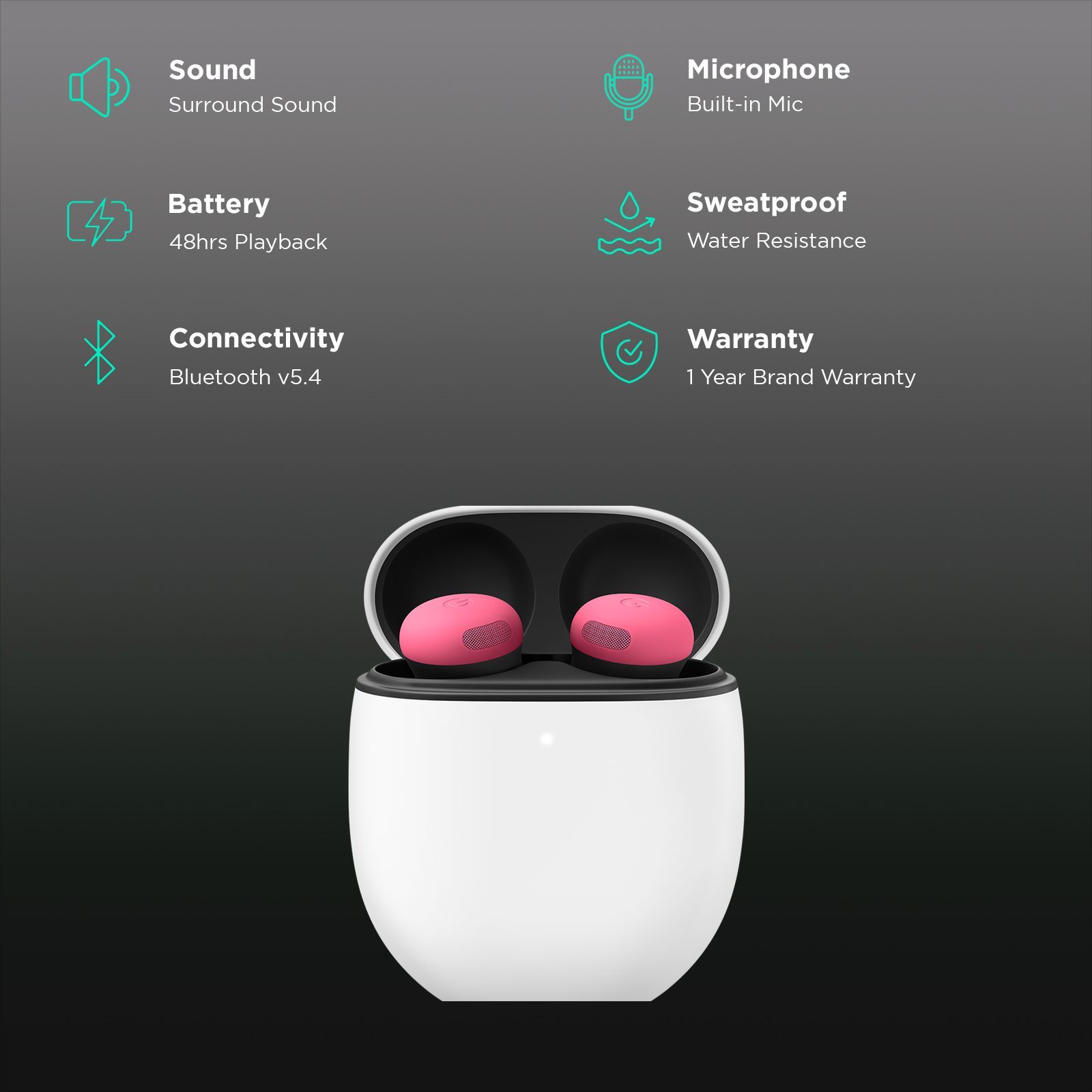 Google Pixel Buds Pro 2 TWS Earbuds with Active Noise Cancellation (IP54 Sweat & Water Resistant, AI-powered Clear Calling, Peony)_2