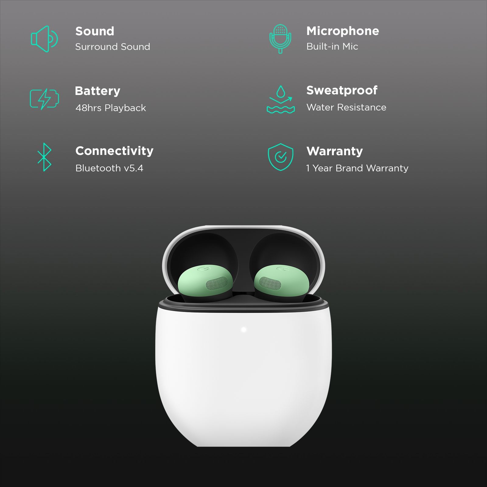 Google Pixel Buds Pro 2 TWS Earbuds with Active Noise Cancellation (IP54 Sweat & Water Resistant, AI-powered Clear Calling, Wintergreen) Google Pixel Buds Pro 2 TWS Earbuds with Active Noise Cancellation (IP54 Sweat & Water Resistant, AI-powered Clear Calling, Wintergreen)_2