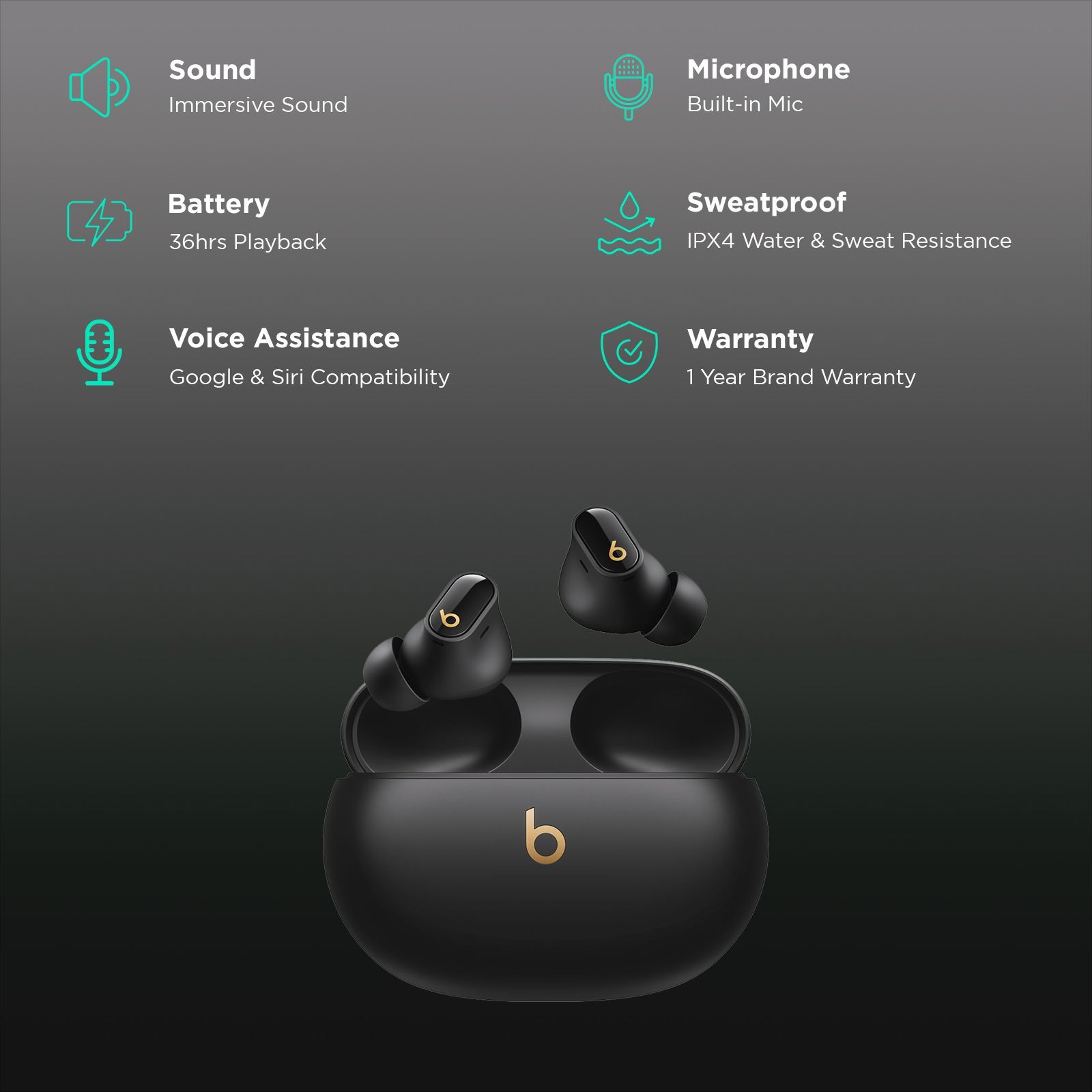 beats Studio Buds Plus TWS Earbuds with Active Noise Cancellation (IPX4 Water & Sweat Resistant, Siri Voice Assistant, Black)_2