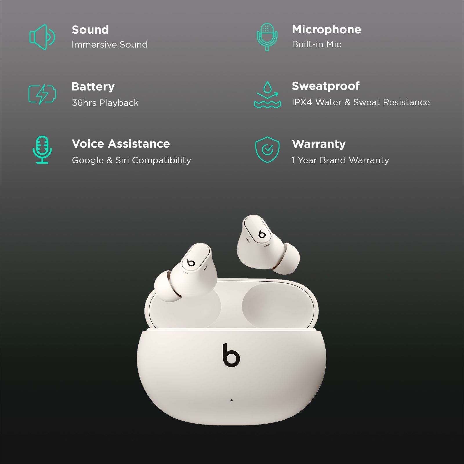 beats Studio Buds Plus TWS Earbuds with Active Noise Cancellation (IPX4 Water & Sweat Resistant, Siri Voice Assistant, Ivory)_2