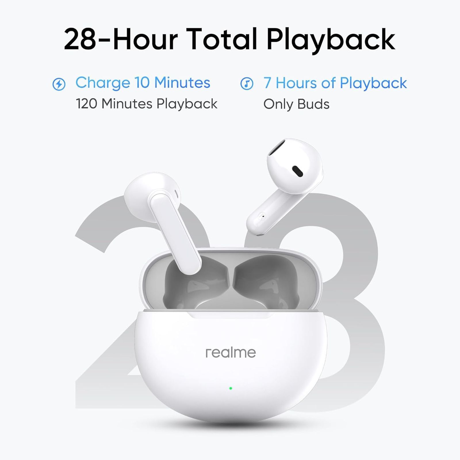 realme Buds T01 TWS Earbuds with AI ENC Noise Cancellation (IPX4 Water Resistant, Google Fast Pair, White) _5