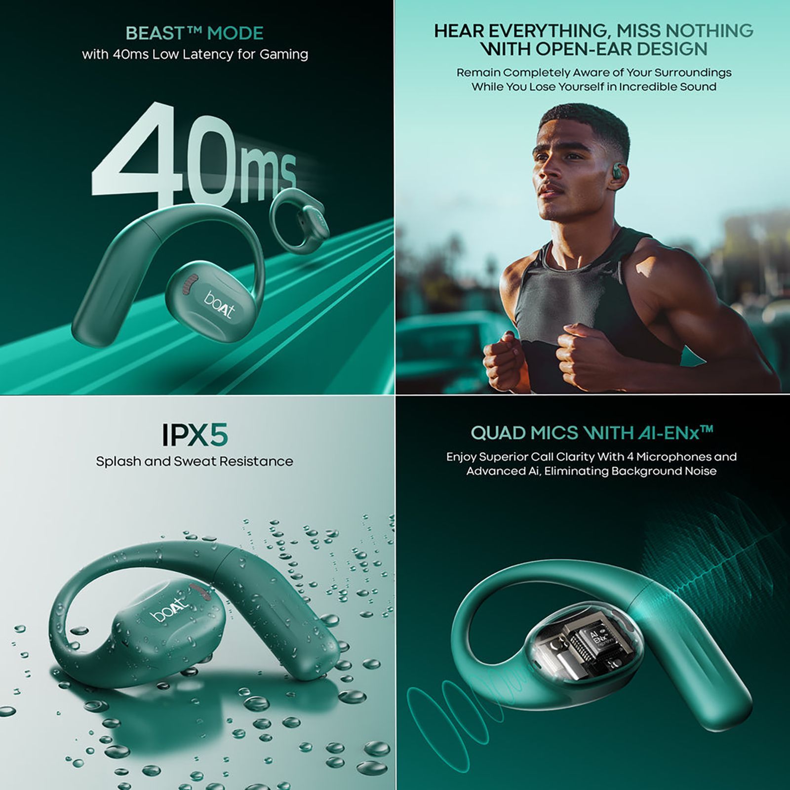 boAt Airdopes ProGear TWS Earbuds (IPX5 Sweat Resistant, Air Conduction Technology, Sporty Green) _10