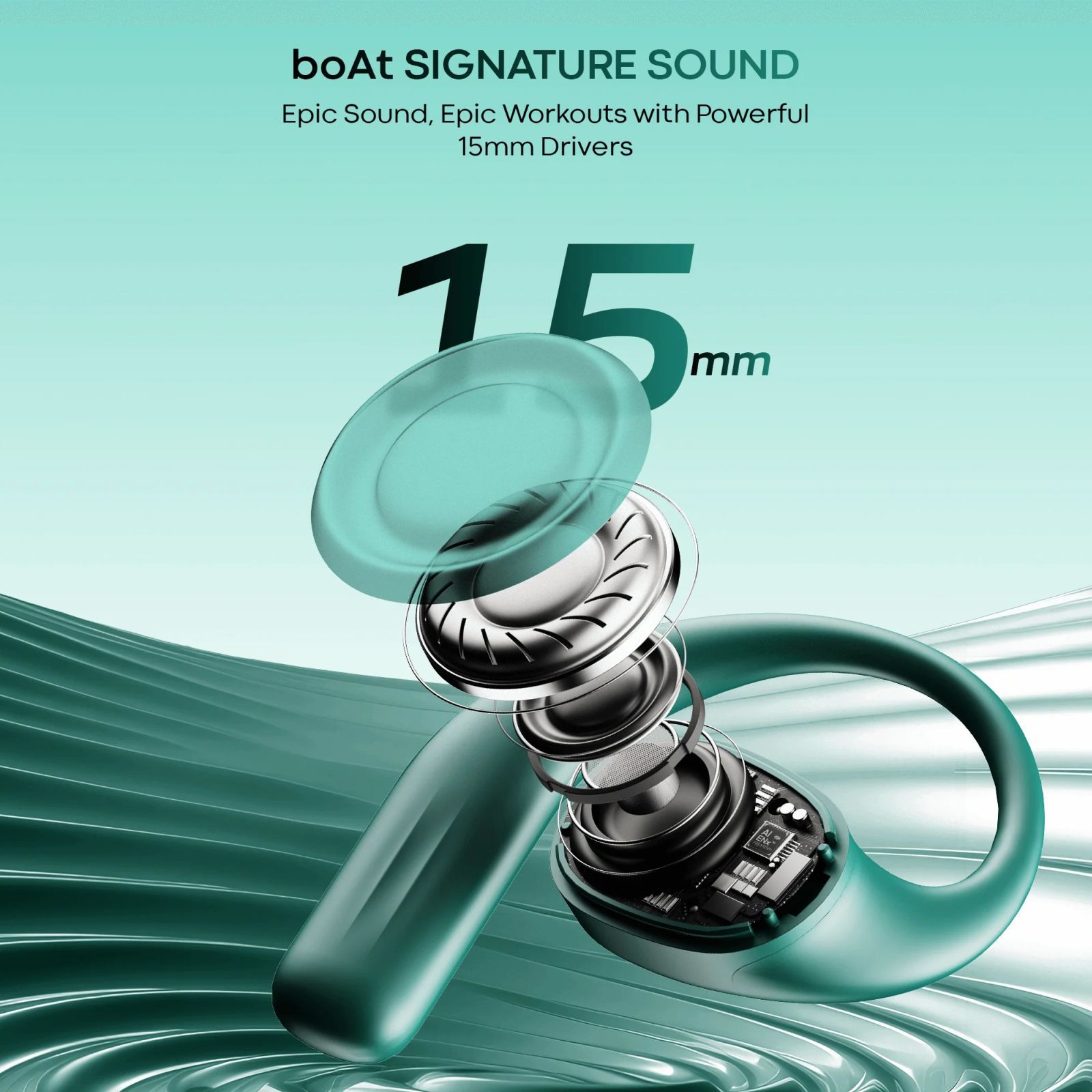 boAt Airdopes ProGear TWS Earbuds (IPX5 Sweat Resistant, Air Conduction Technology, Sporty Green) _3