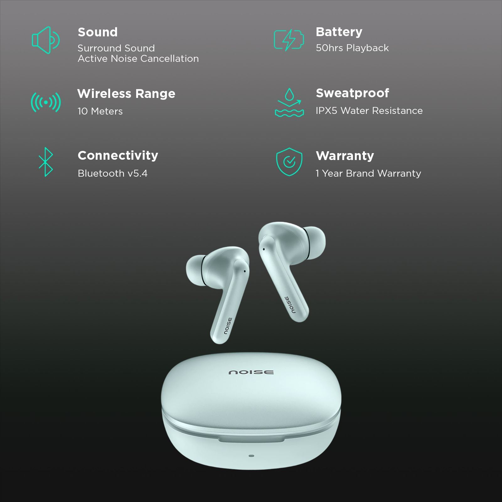 noise Air Buds Pro 4 TWS Earbuds with Active Noise Cancellation (IPX5 Water Resistant, Instacharge, Powder Blue)_2