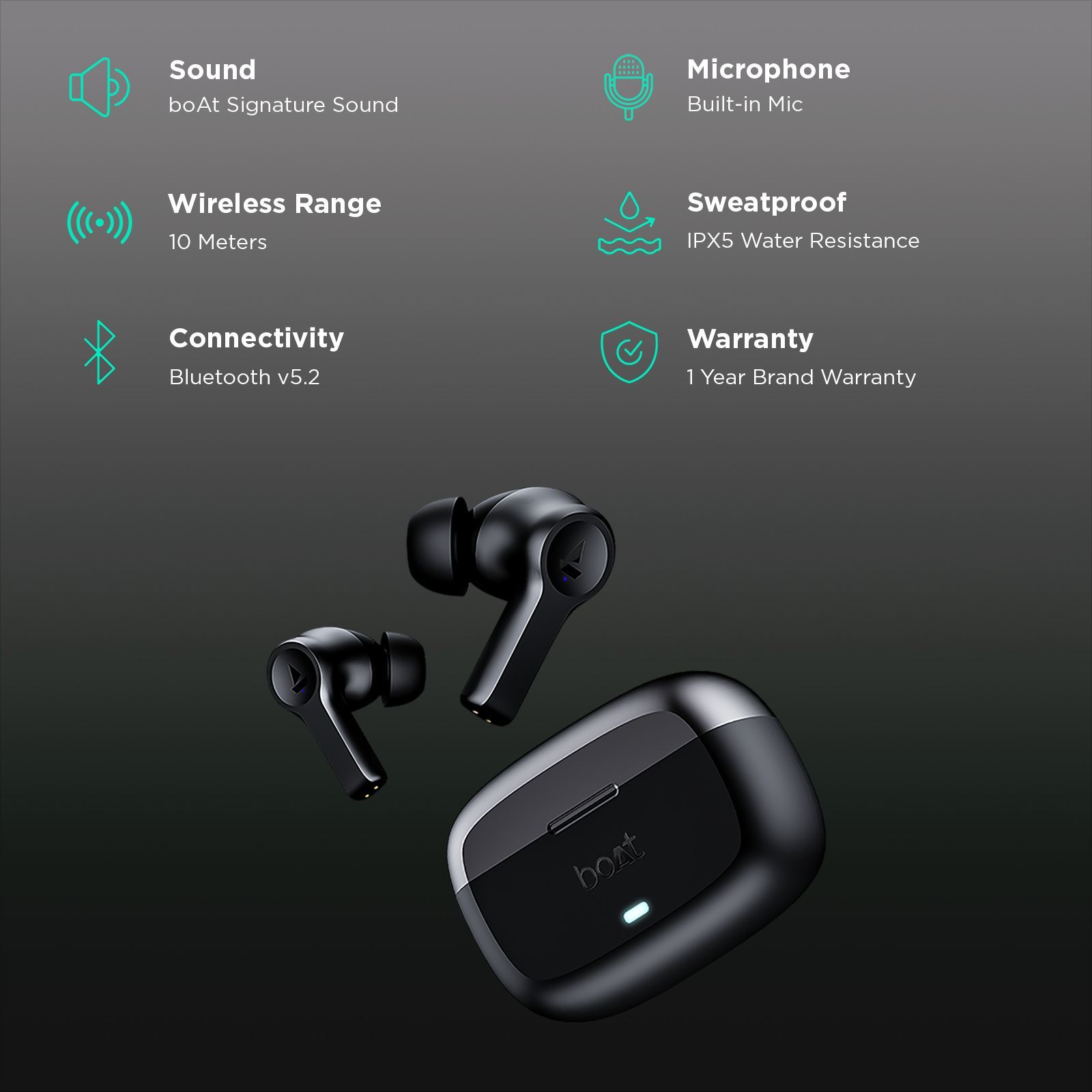 boAt Nirvana Lucid TWS Earbuds with Active Noise Cancellation (IPX5 Water Resistant, ASAP Charge, Gunmetal Black)_2