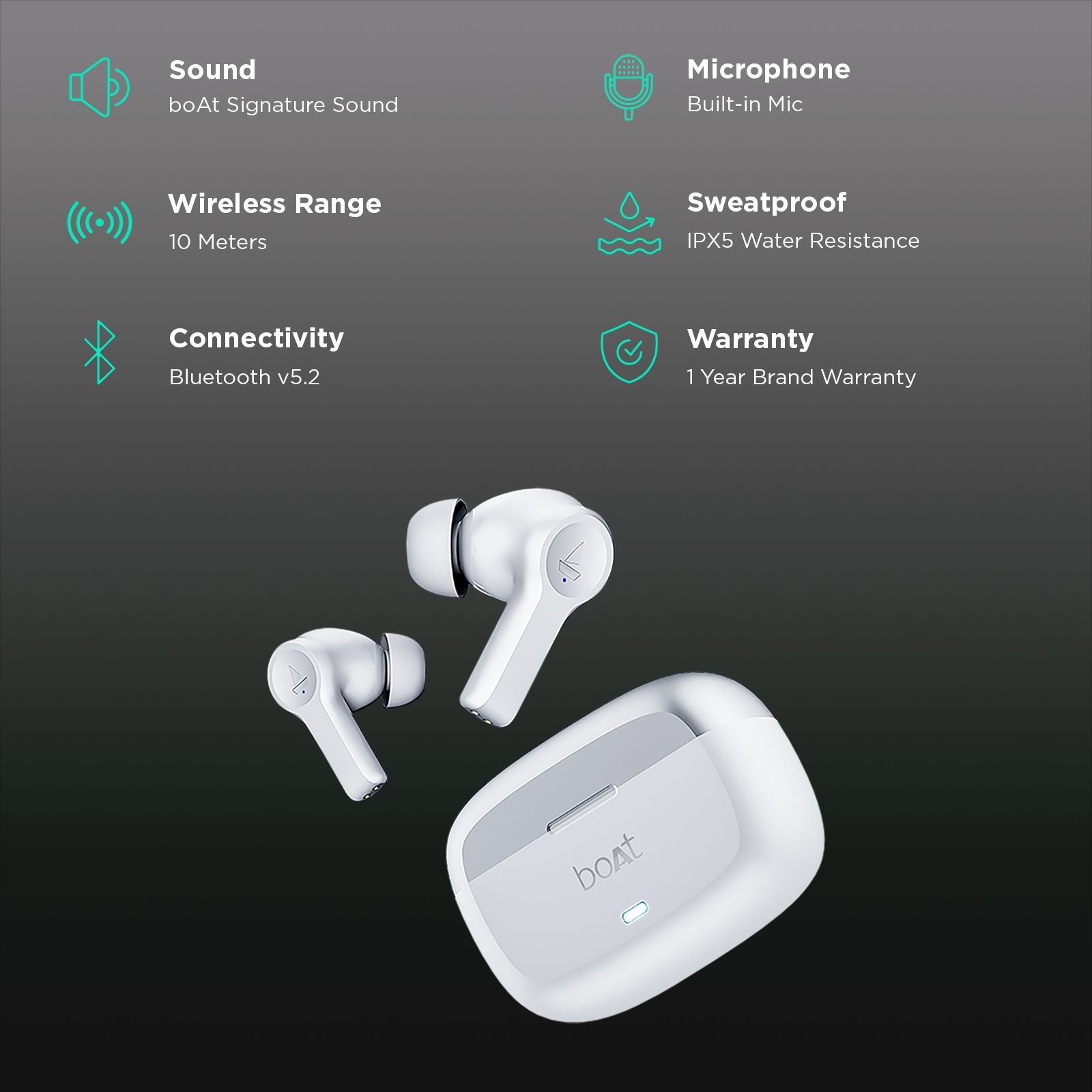 boAt Nirvana Lucid TWS Earbuds with Active Noise Cancellation (IPX5 Water Resistant, ASAP Charge, Zinc White)_2