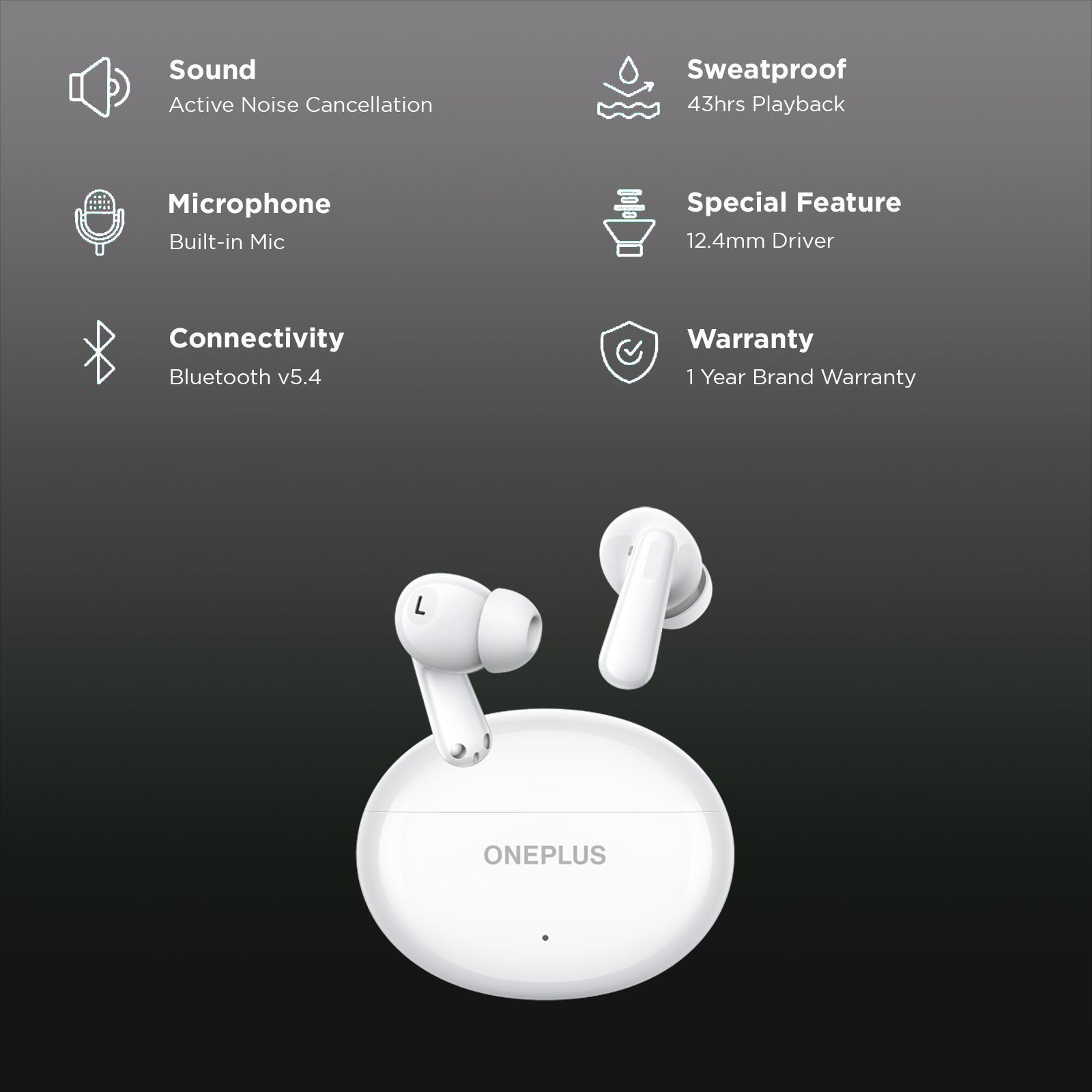 OnePlus Nord Buds 3 TWS Earbuds with Active Noise Cancellation (IP55 Water and Sweat Resistant, 43 Hours Playback, Melodic White)_2