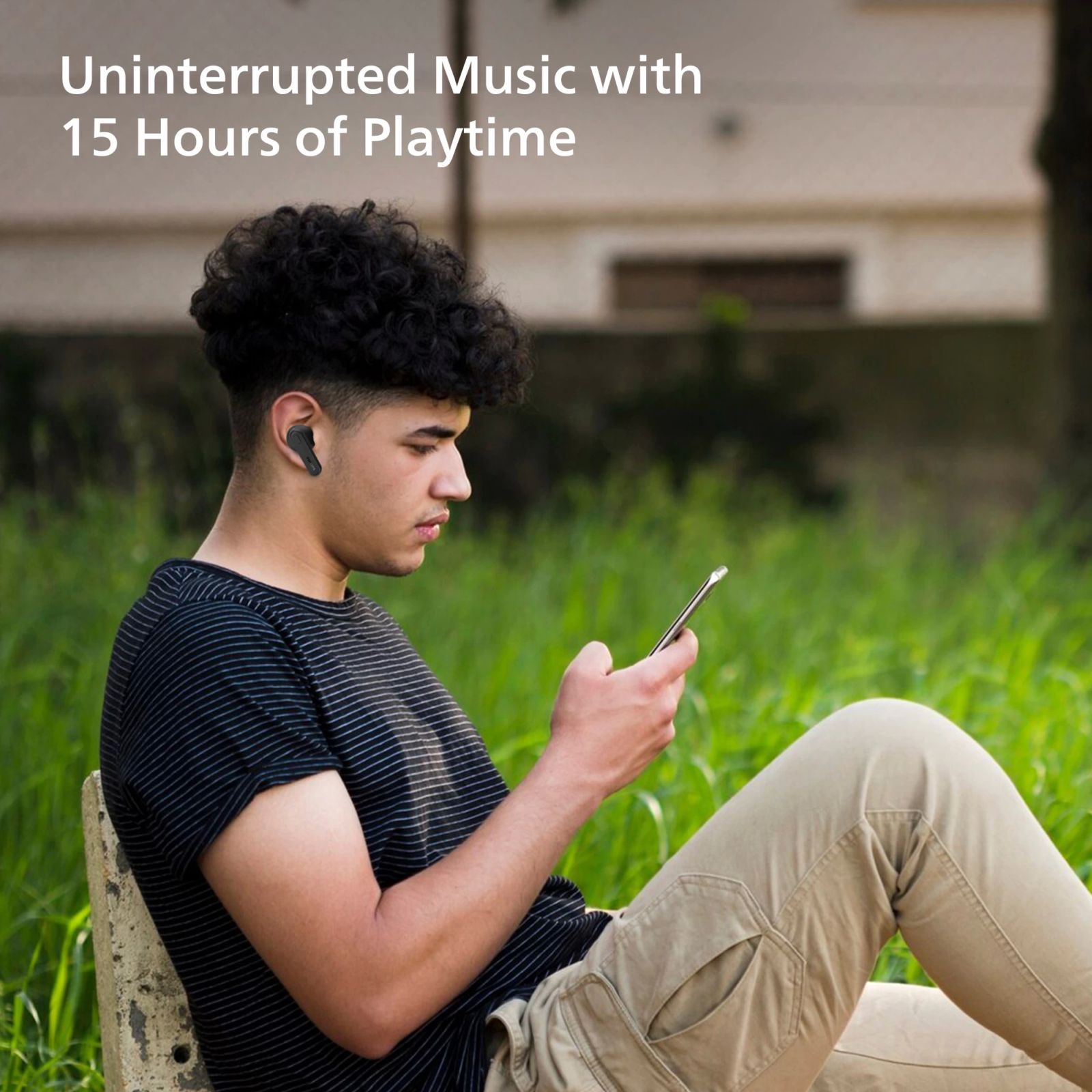 PHILIPS TAT1108BK/00 TWS Earbuds with Environmental Noise Cancellation (IPX4 Splash and Sweat Resistant, Dynamic Drivers, Black)_10