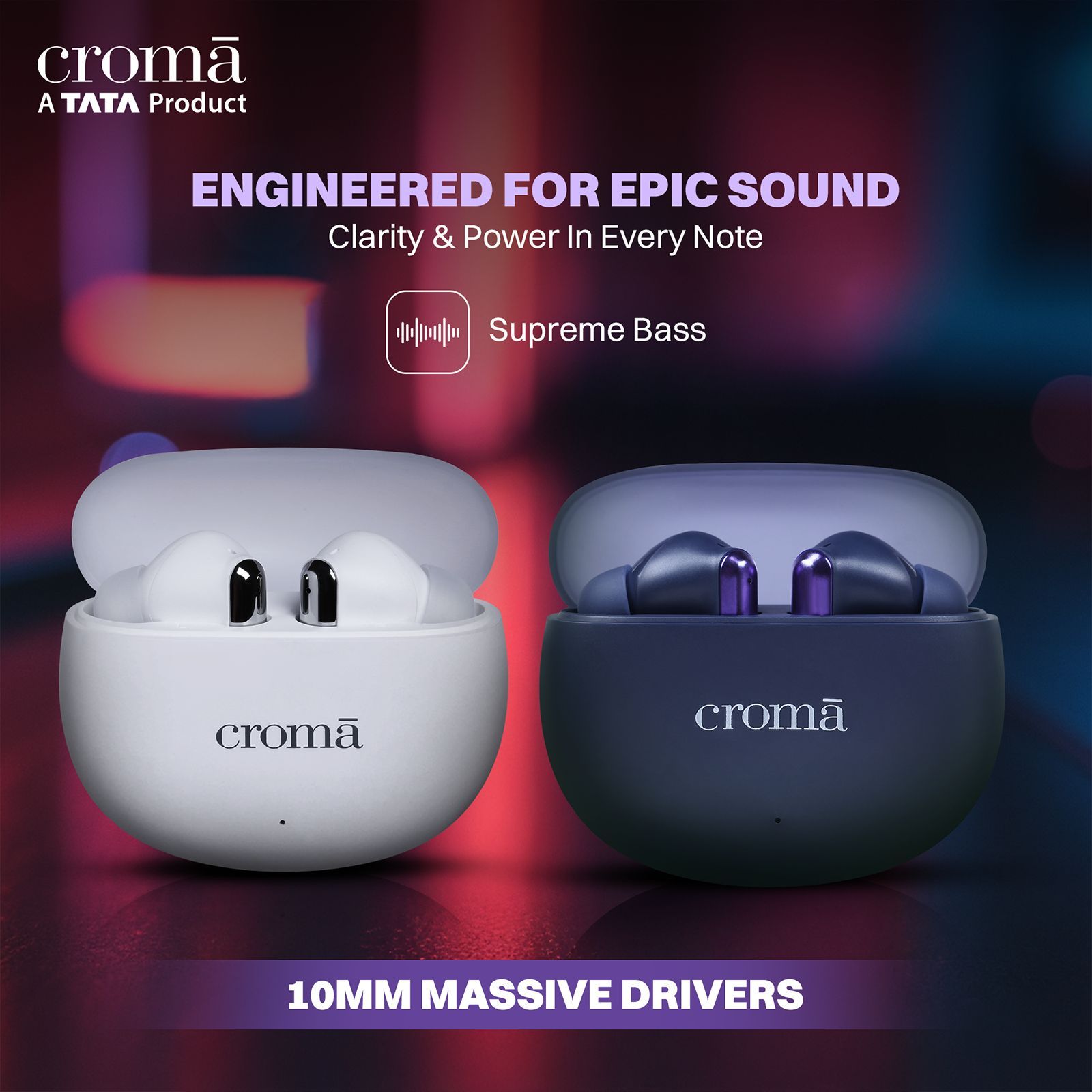 Croma TWS Earbuds with Environmental Noise Cancellation (IPX4 Water Resistant, Quad Mic, White)_13