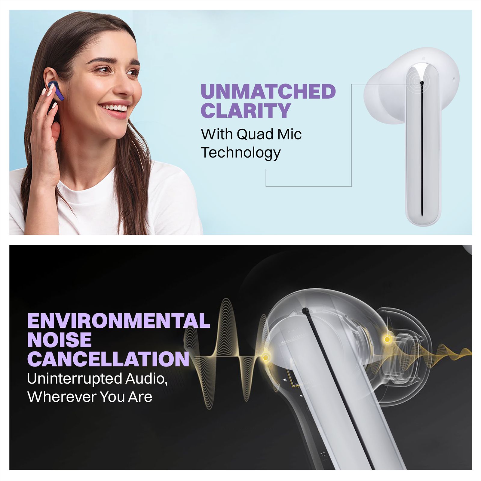 Croma TWS Earbuds with Environmental Noise Cancellation (IPX4 Water Resistant, Quad Mic, White)_16