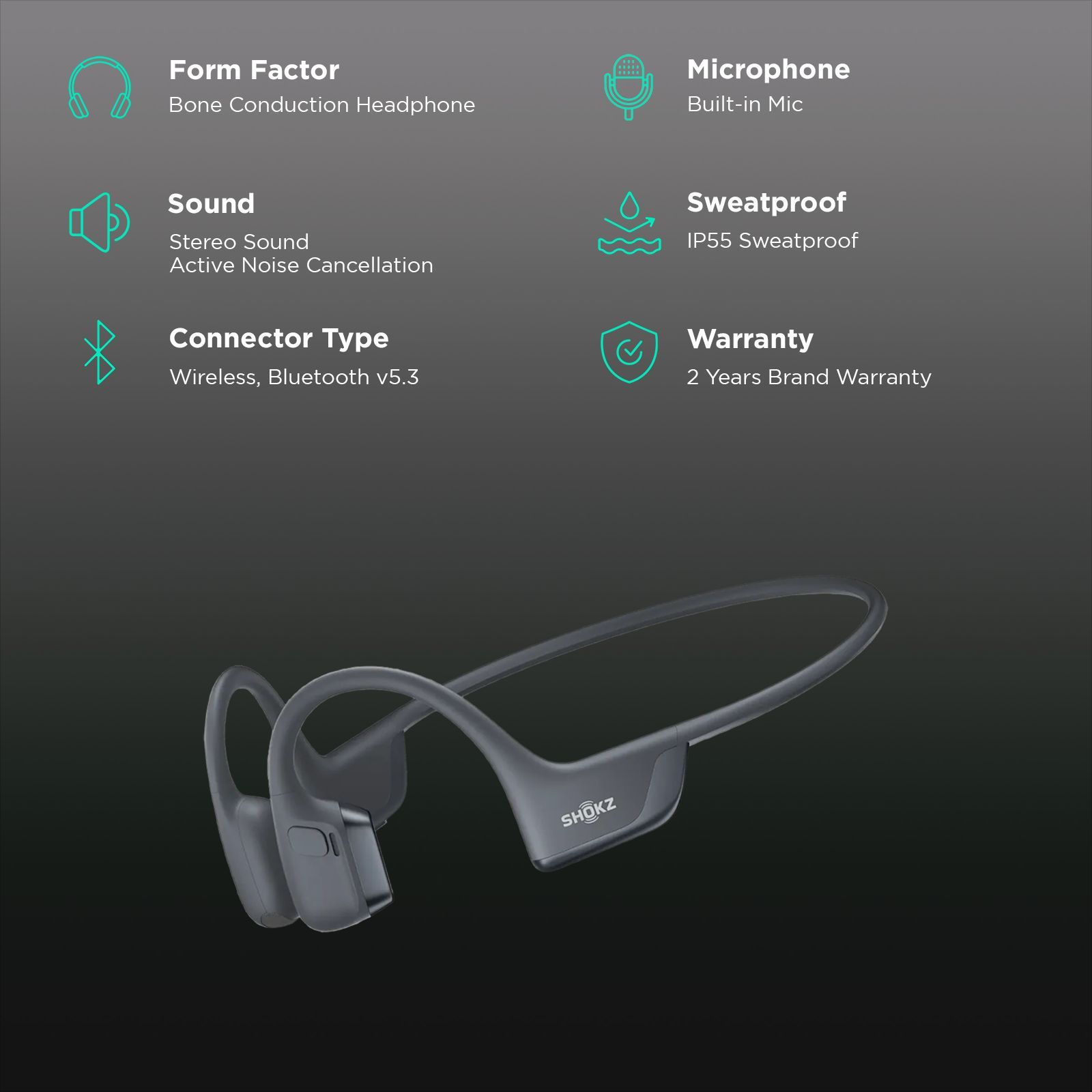 SHOKZ OpenRun Pro 2 Bone Conduction Bluetooth Headphone with Active Noise Cancellation (IP55 Water Resistant, Quick Charge, Black) SHOKZ OpenRun Pro 2 Bone Conduction Bluetooth Headphone with Active Noise Cancellation (IP55 Water Resistant, Quick Charge, Black)_2