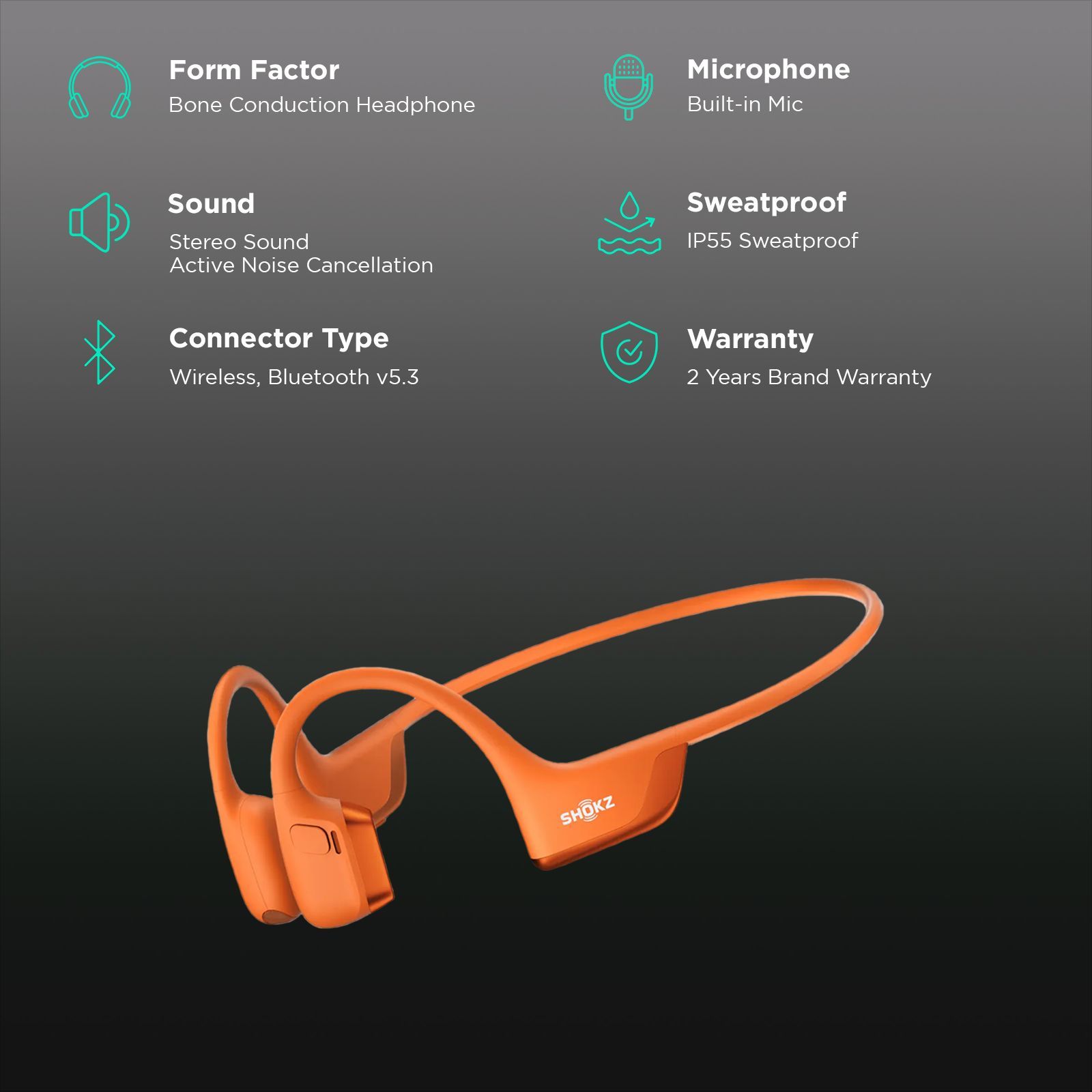 SHOKZ OpenRun Pro 2 Bone Conduction Bluetooth Headphone with Active Noise Cancellation (IP55 Water Resistant, Quick Charge, Orange) SHOKZ OpenRun Pro 2 Bone Conduction Bluetooth Headphone with Active Noise Cancellation (IP55 Water Resistant, Quick Charge, Orange)_2