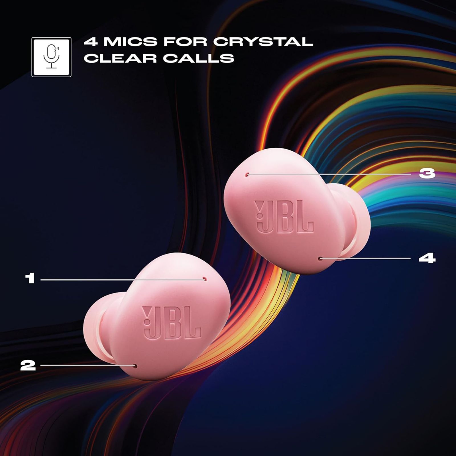 JBL Wave Buds 2 TWS Earbuds with Active Noise Cancellation (IP54 Water Resistant, 40 Hours Playtime, Pink)_16