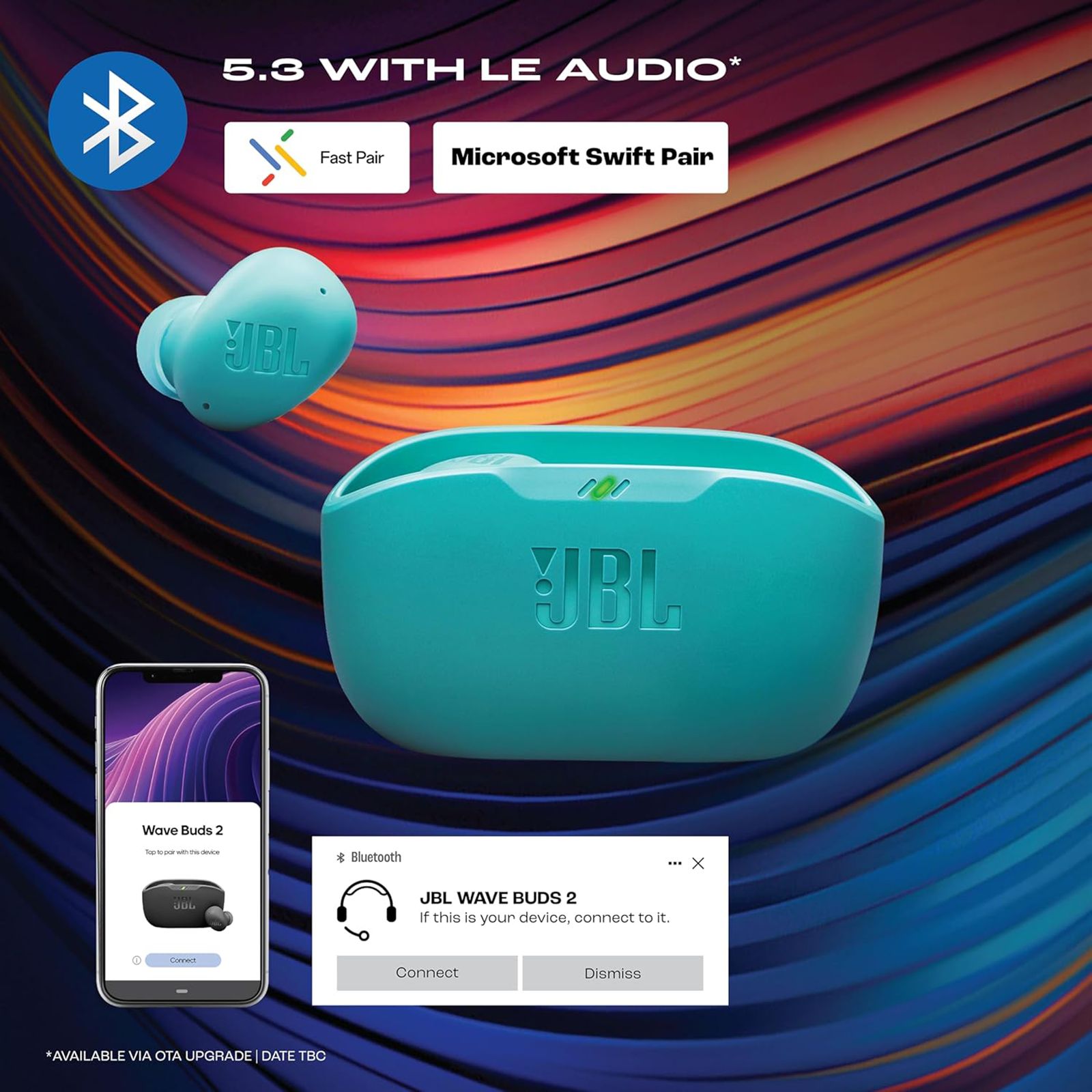 JBL Wave Buds 2 TWS Earbuds with Active Noise Cancellation (IP54 Water Resistant, 40 Hours Playtime, Blue) JBL Wave Buds 2 TWS Earbuds with Active Noise Cancellation (IP54 Water Resistant, 40 Hours Playtime, Blue)_14