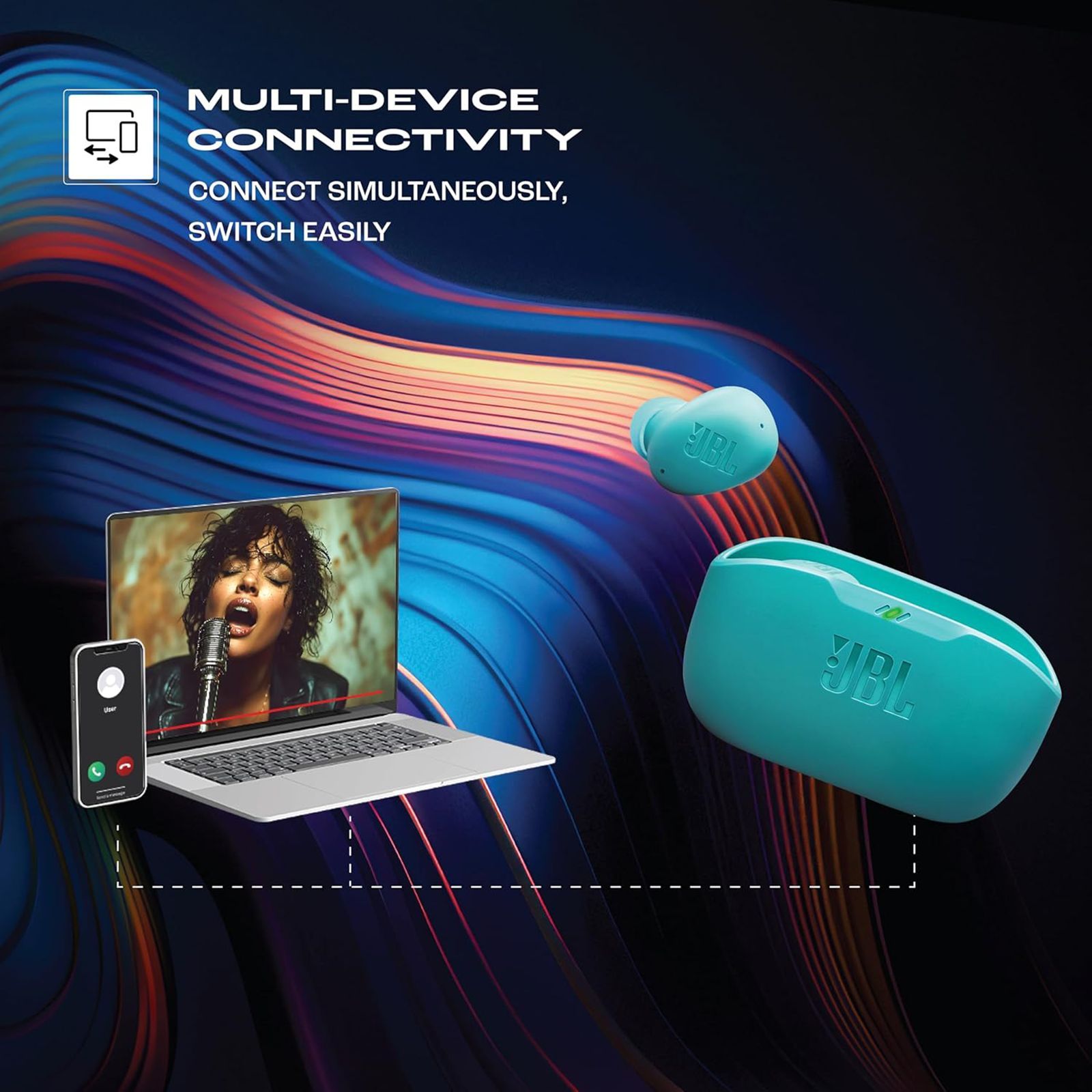 JBL Wave Buds 2 TWS Earbuds with Active Noise Cancellation (IP54 Water Resistant, 40 Hours Playtime, Blue) JBL Wave Buds 2 TWS Earbuds with Active Noise Cancellation (IP54 Water Resistant, 40 Hours Playtime, Blue)_19