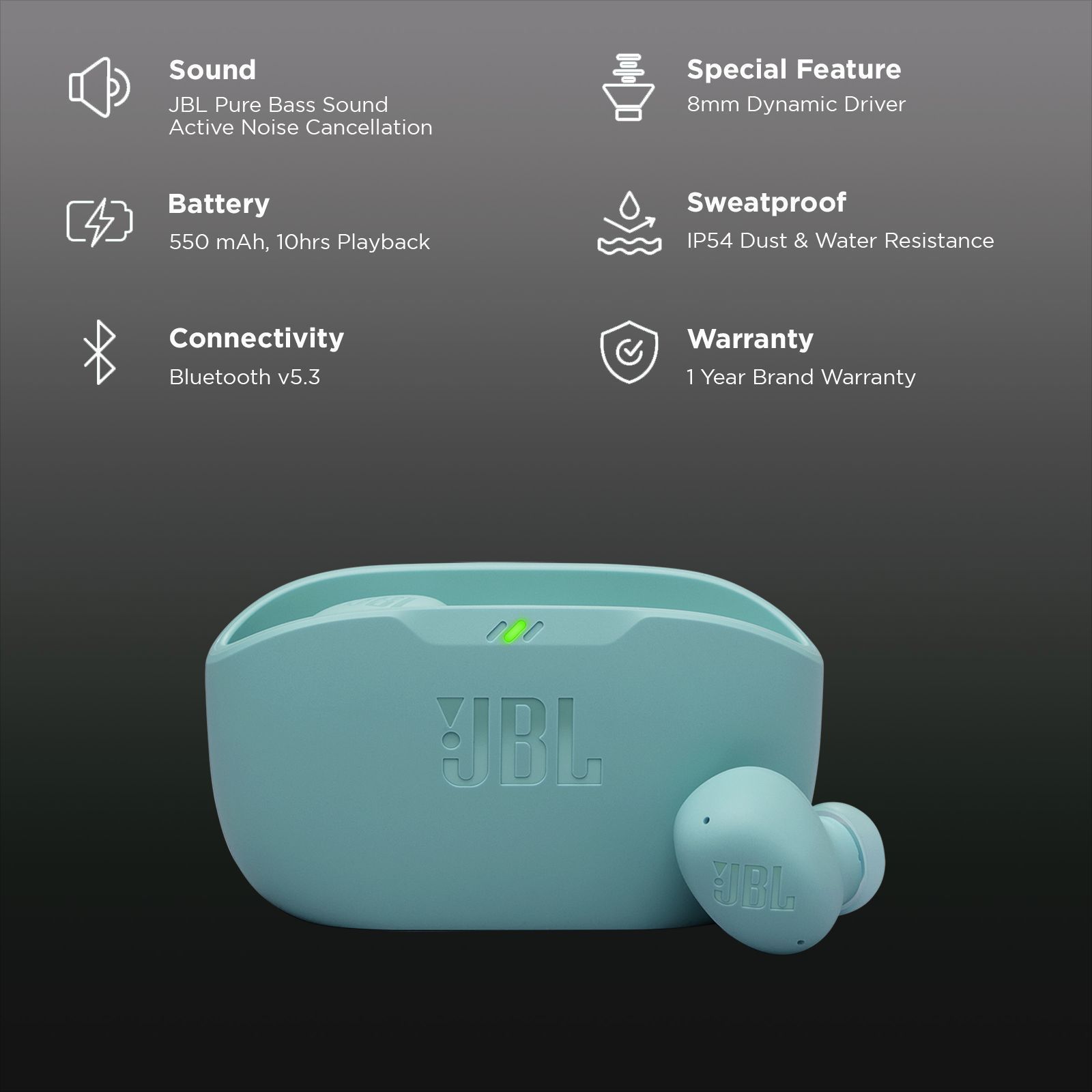 JBL Wave Buds 2 TWS Earbuds with Active Noise Cancellation (IP54 Water Resistant, 40 Hours Playtime, Blue) JBL Wave Buds 2 TWS Earbuds with Active Noise Cancellation (IP54 Water Resistant, 40 Hours Playtime, Blue)_2