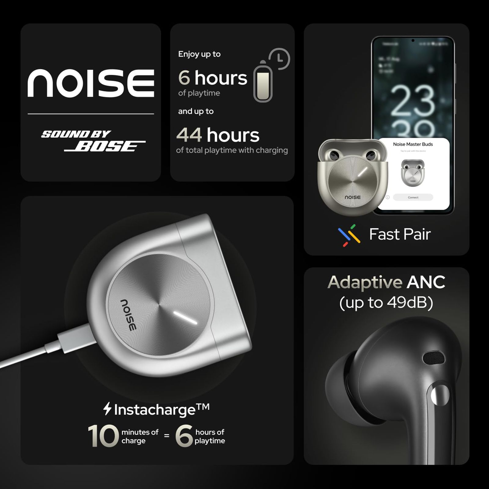 noise Master Buds AUD-HDPHN-MASTERBUDS TWS Earbuds with Adaptive Noise Cancellation (Water Resistant, Immersive Spatial Audio, Titanium) noise Master Buds AUD-HDPHN-MASTERBUDS TWS Earbuds with Adaptive Noise Cancellation (Water Resistant, Immersive Spatial Audio, Titanium)_13