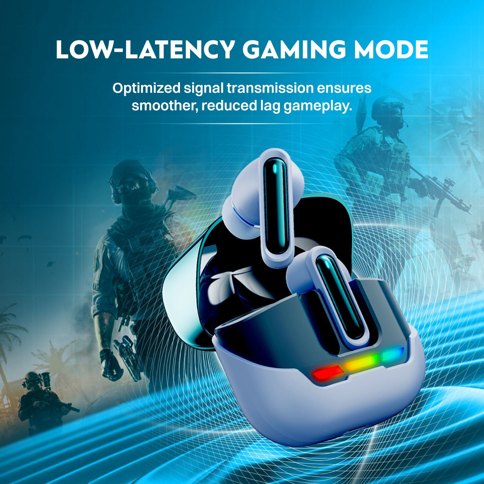 Croma TWS Earbuds with Environmental Noise Cancellation (IPX4 Sweat & Water Resistant, RGB Gaming Lights, Blue)_5