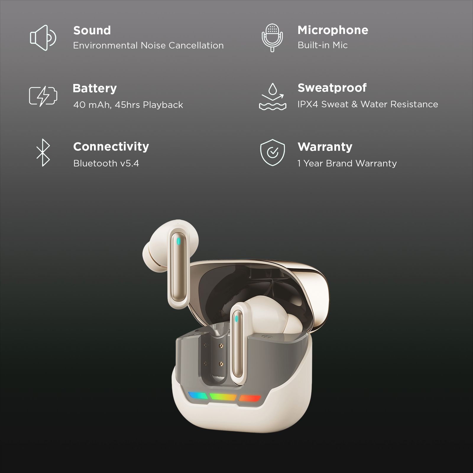 Croma TWS Earbuds with Environmental Noise Cancellation (IPX4 Sweat & Water Resistant, Fast Charging, White) Croma TWS Earbuds with Environmental Noise Cancellation (IPX4 Sweat & Water Resistant, Fast Charging, White)_2