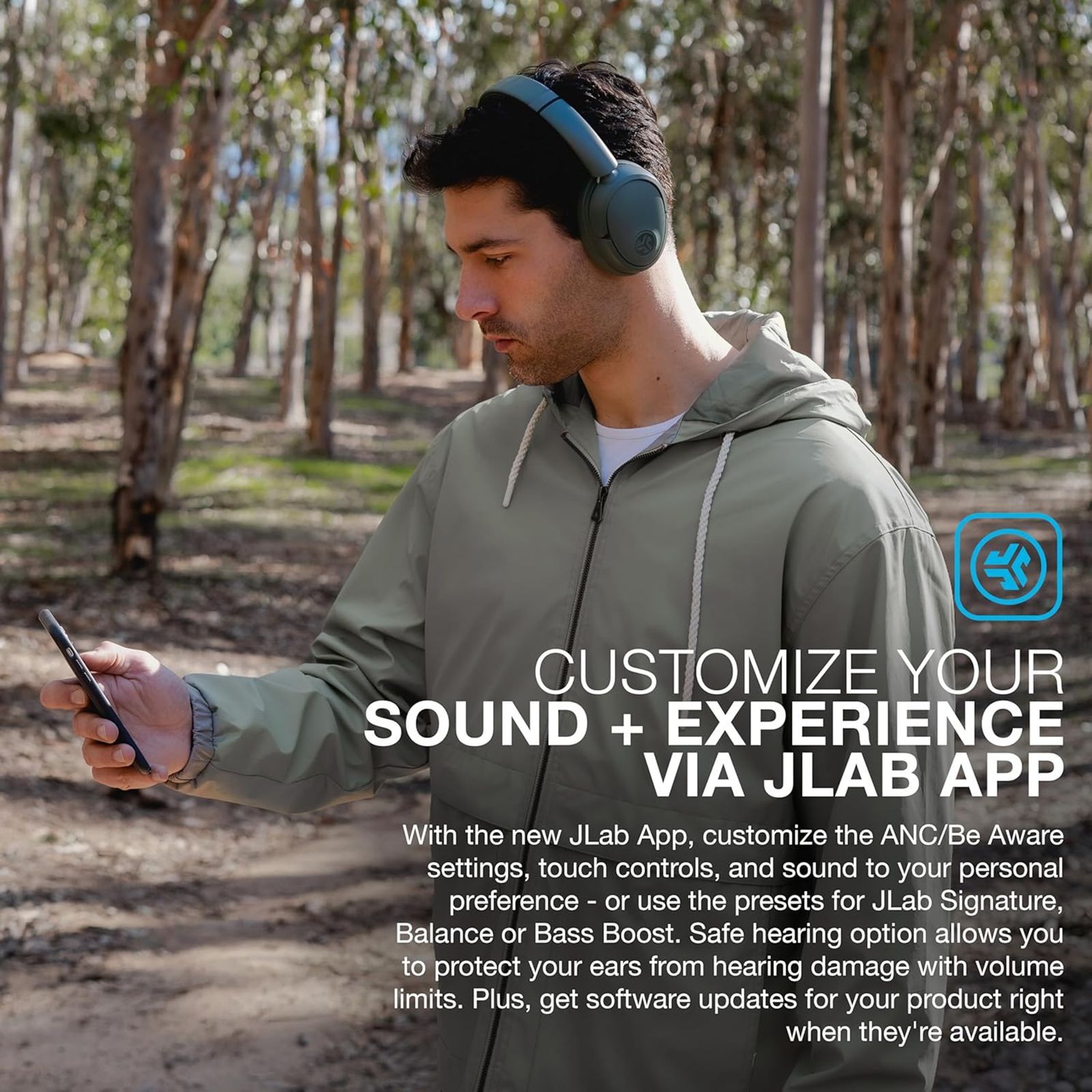 JLAB JBuds LUX HBJLUXANCRSGE62 Bluetooth Headphone with Mic (Hybrid Active Noise Cancellation, Over Ear, Sage)_10