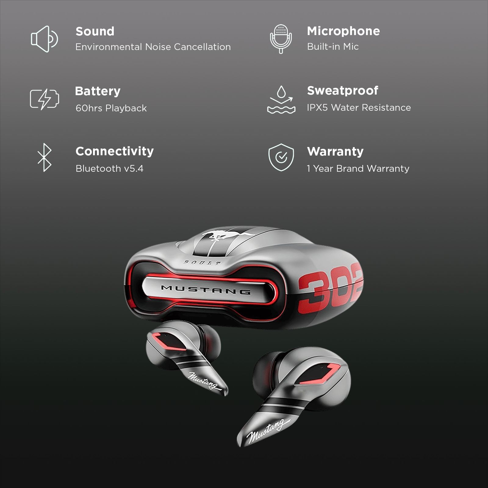 GOBOULT (formerly Boult) Mustang Torq FGTW196SVR TWS Earbuds with Environmental Noise Cancellation (IPX5 Water Resistant, Fast Charging, Silver)_3