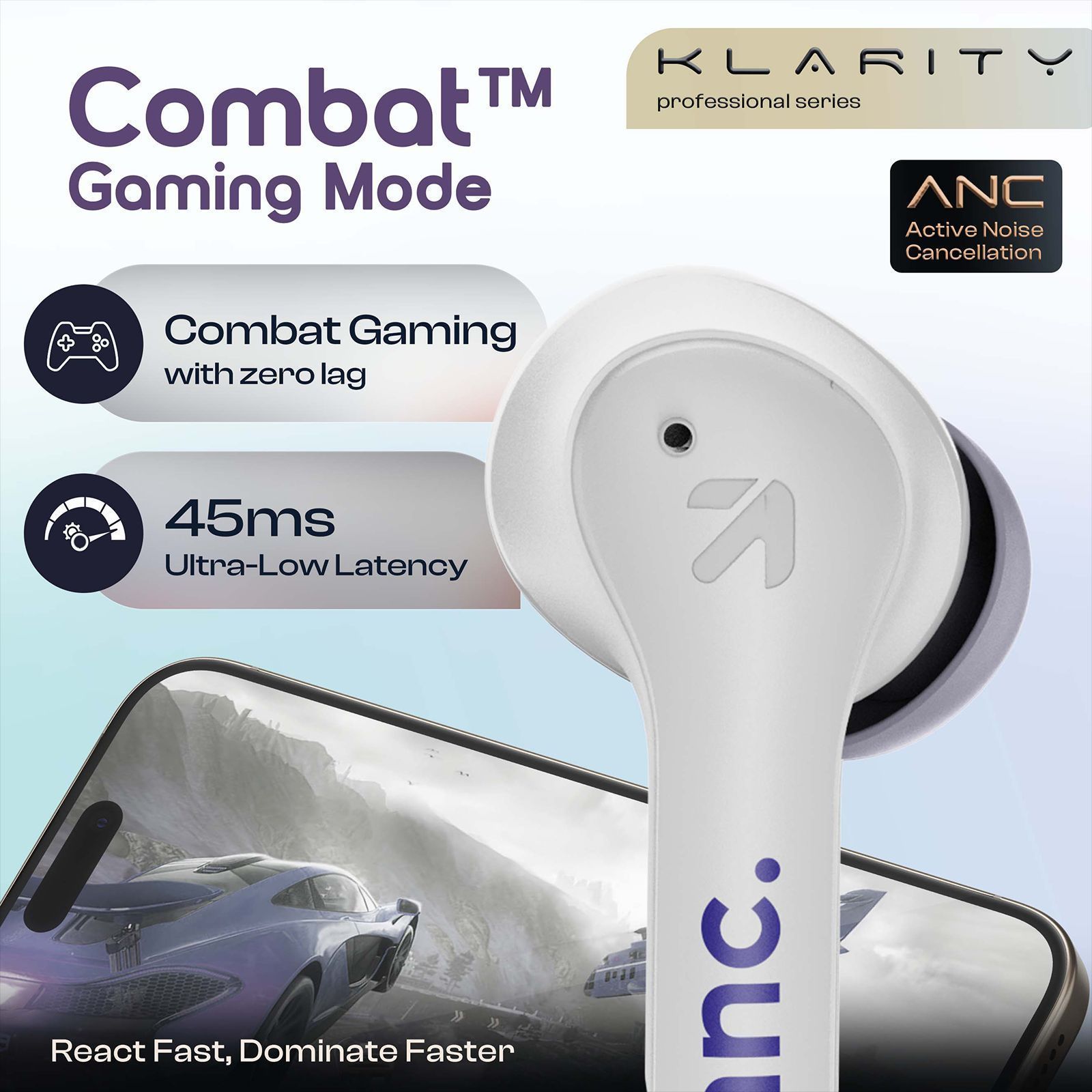 GOBOULT (formerly Boult) Klarity 4 FGTW245WHT TWS Earbuds with Active Noise Cancellation (IPX5 Water Resistant, Fast Charging, White)_16