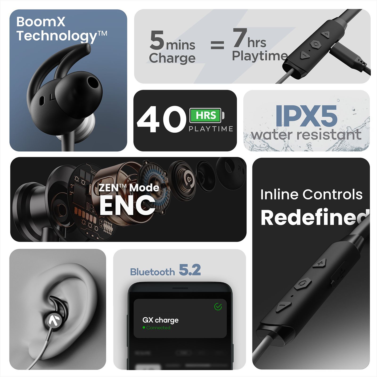 GOBOULT (formerly Boult) GX Charge RGNB156BLU Neckband with Environmental Noise Cancellation (IPX5 Water Resistant, Fast Charging, Blue) GOBOULT (formerly Boult) GX Charge RGNB156BLU Neckband with Environmental Noise Cancellation (IPX5 Water Resistant, Fast Charging, Blue)_7