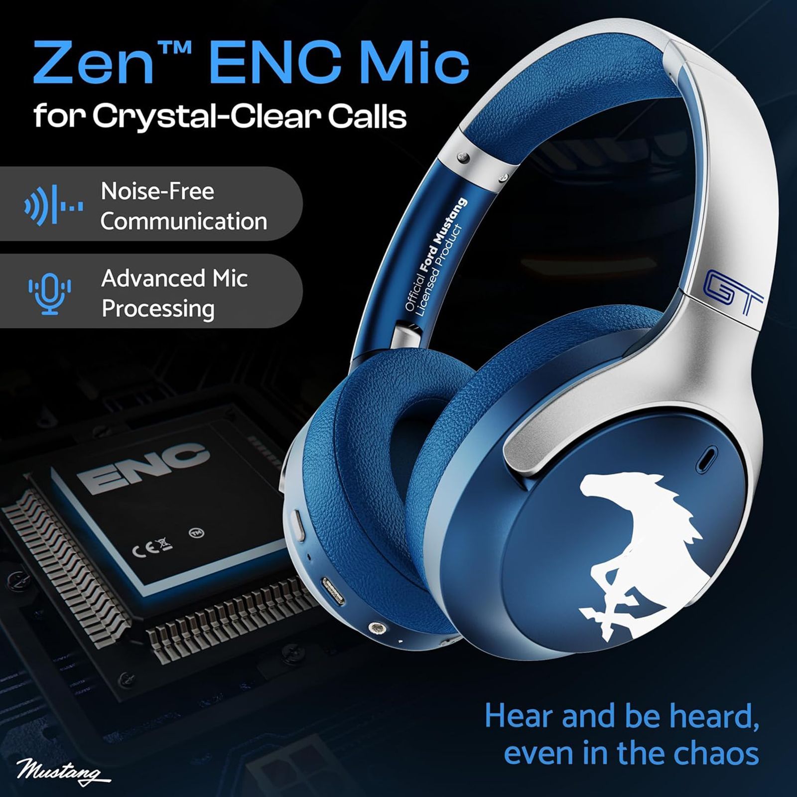 GOBOULT (formerly Boult) Mustang Q FGHP247QQQ Bluetooth Gaming Headphone with Environmental Noise Cancellation (Boom X Technology, Over Ear, Blue)_8