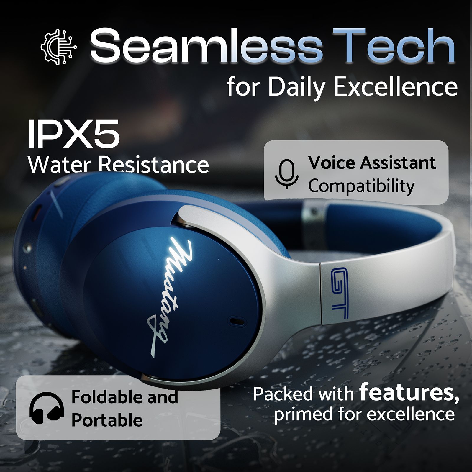 GOBOULT (formerly Boult) Mustang Q FGHP247QQQ Bluetooth Gaming Headphone with Environmental Noise Cancellation (Boom X Technology, Over Ear, Blue)_14