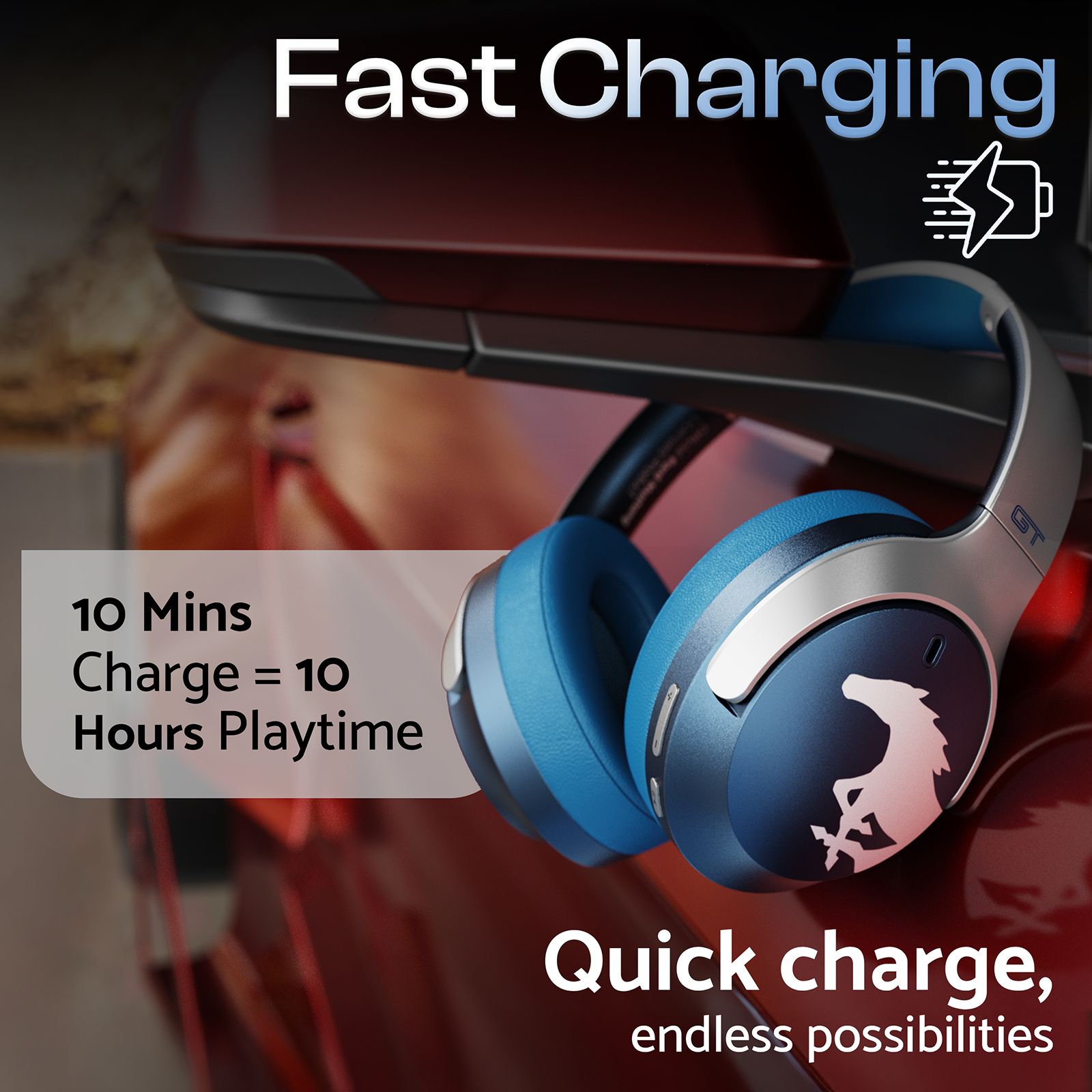 GOBOULT (formerly Boult) Mustang Q FGHP247QQQ Bluetooth Gaming Headphone with Environmental Noise Cancellation (Boom X Technology, Over Ear, Blue)_16