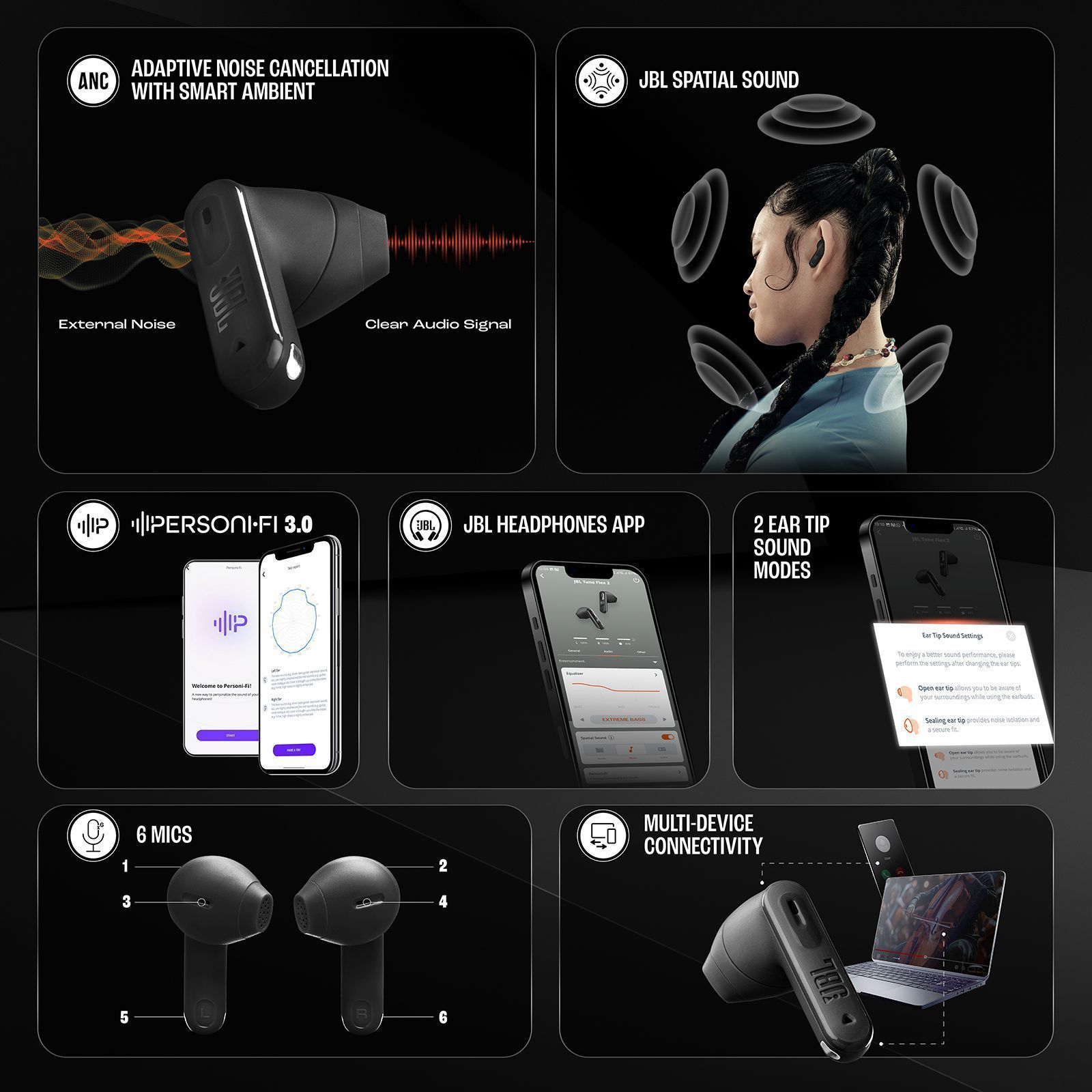 JBL Tune Flex 2 JBLTFLEX2BLK TWS Earbuds with Adaptive Noise Cancellation  (IP54 Dust and Water Resistant, Ambient Aware, Black)_12