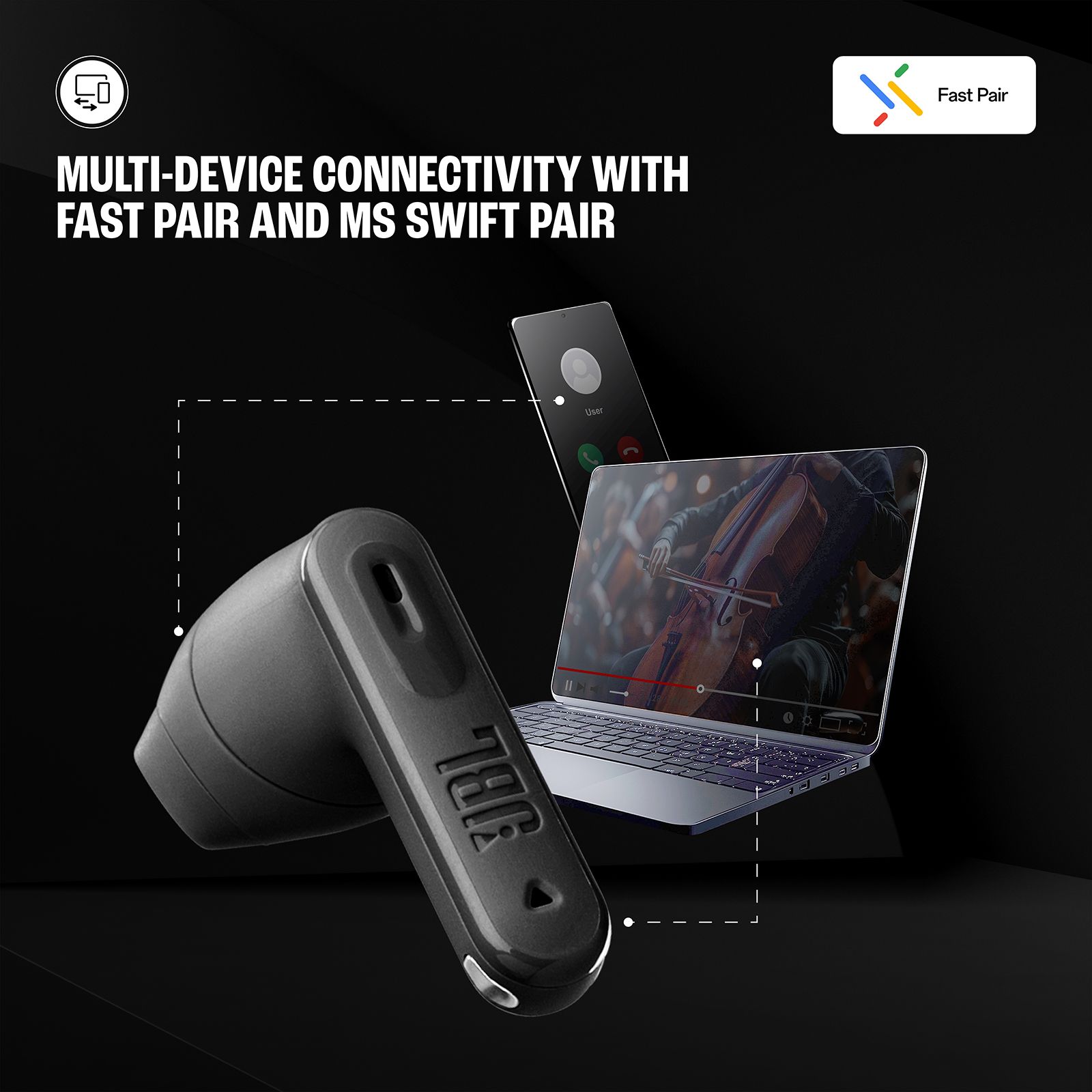 JBL Tune Flex 2 JBLTFLEX2BLK TWS Earbuds with Adaptive Noise Cancellation  (IP54 Dust and Water Resistant, Ambient Aware, Black)_17