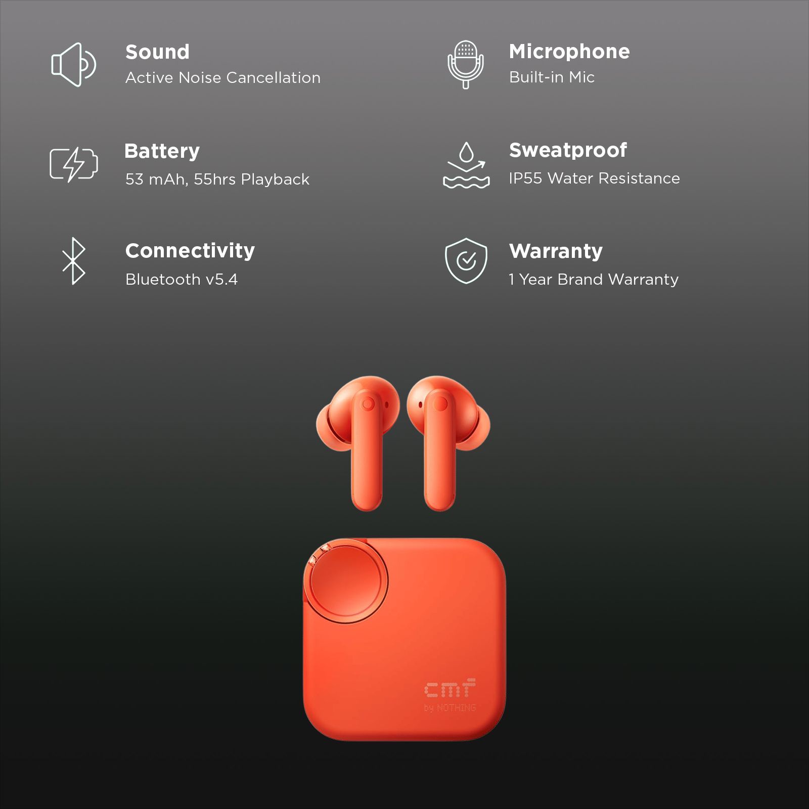 Nothing Buds 2 TWS Earbuds with Hybrid Active Noise Cancellation (IP55 Water Resistant, In-ear Detection, Orange)_3