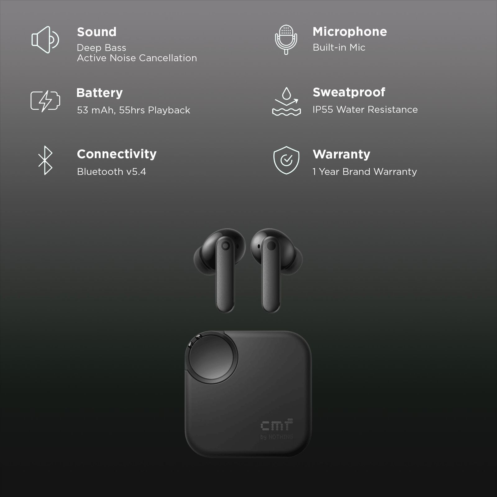 Nothing Buds 2 TWS Earbuds with Hybrid Active Noise Cancellation (IP55 Water Resistant, In-ear Detection, Dark Grey)_2