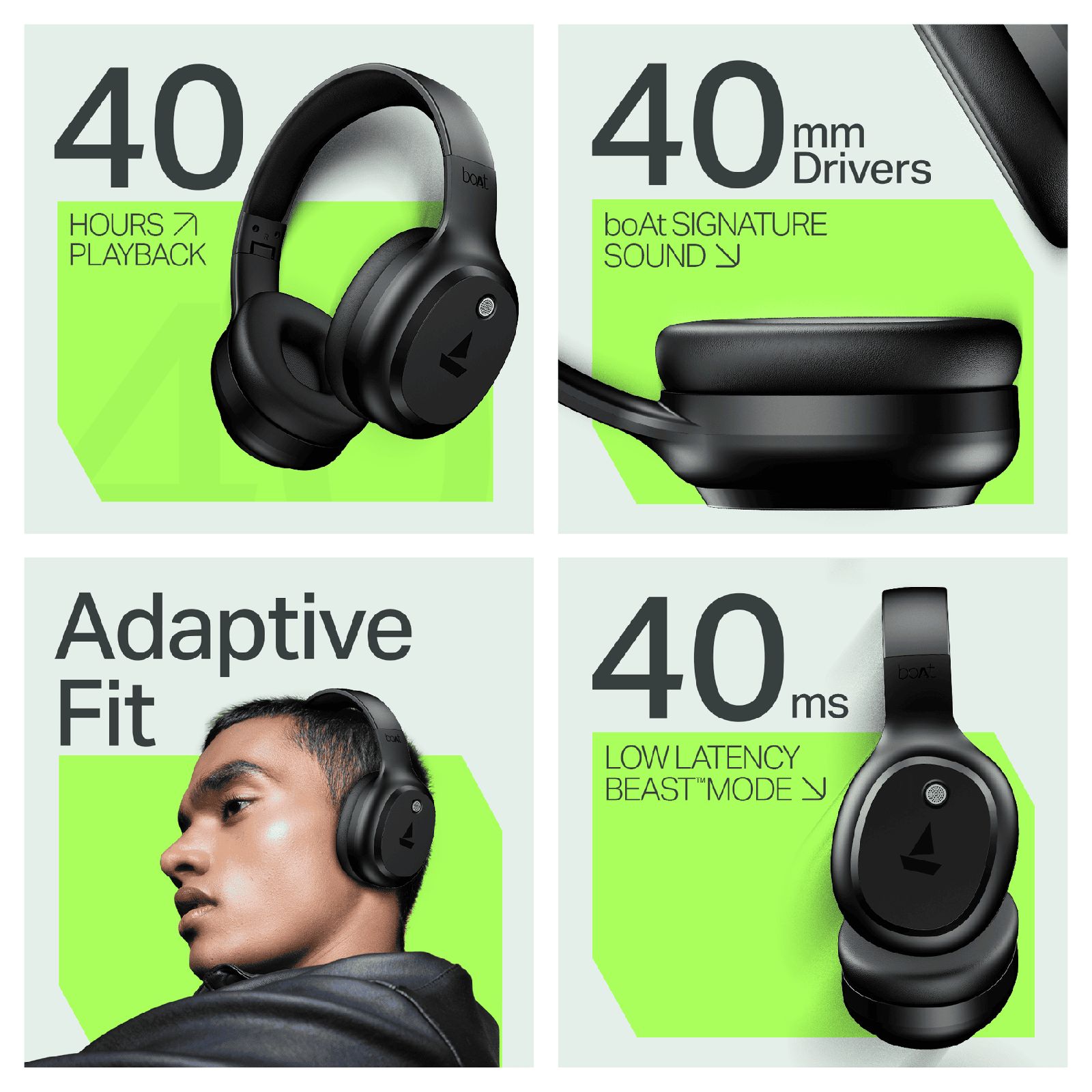 boAt Rockerz 421 Bluetooth Headphone with Mic (40 Hours Playback, Over Ear, Black Sabre)_3