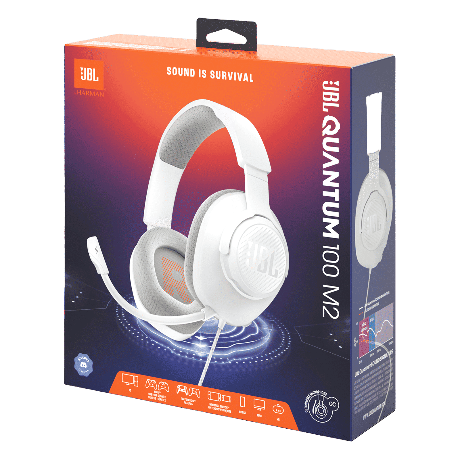 JBL Quantum 100M2 Wired Gaming Headset (Detachable Microphone, Over Ear, White) JBL Quantum 100M2 Wired Gaming Headset (Detachable Microphone, Over Ear, White)_12