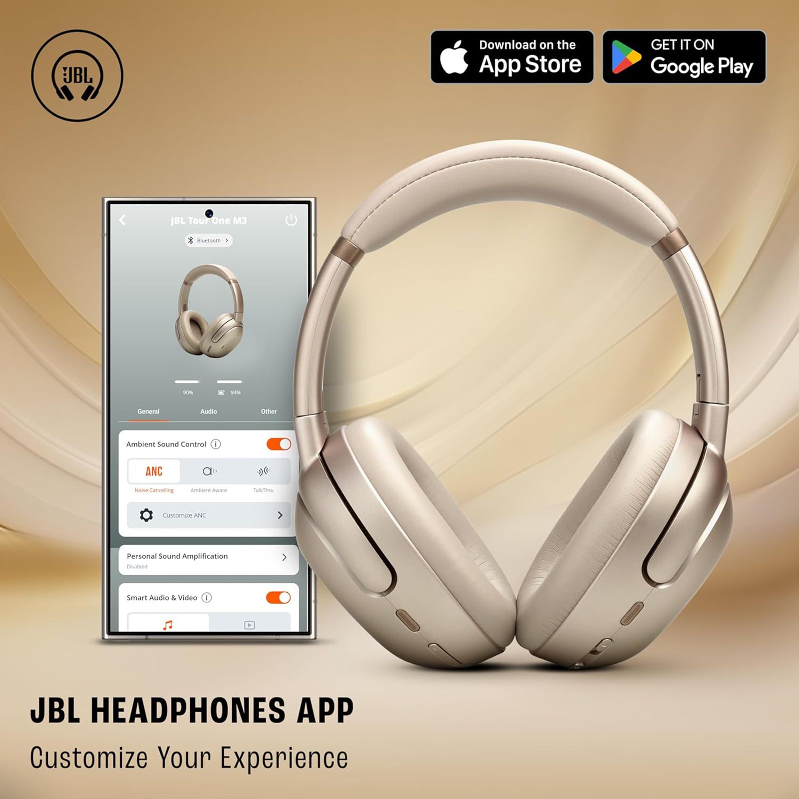JBL Tour One M3 Bluetooth Headphone with Mic (Adaptive Noise Cancellation, Over Ear, Latte)_14