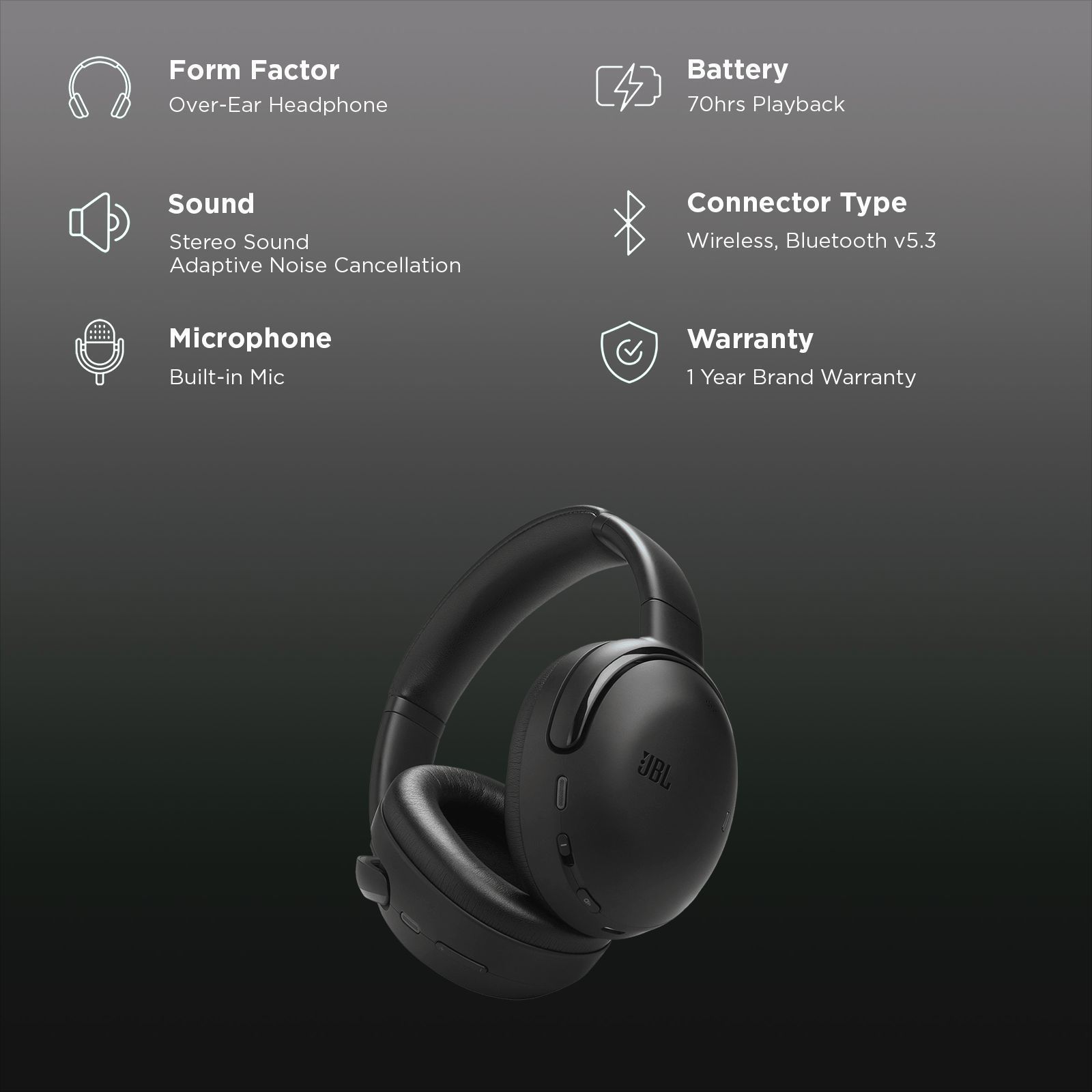 JBL Tour One M3 Smart Tx JBLTOM3AVIBLK Bluetooth Headphone with Mic (Google Fast Pair, Over Ear, Black)_2